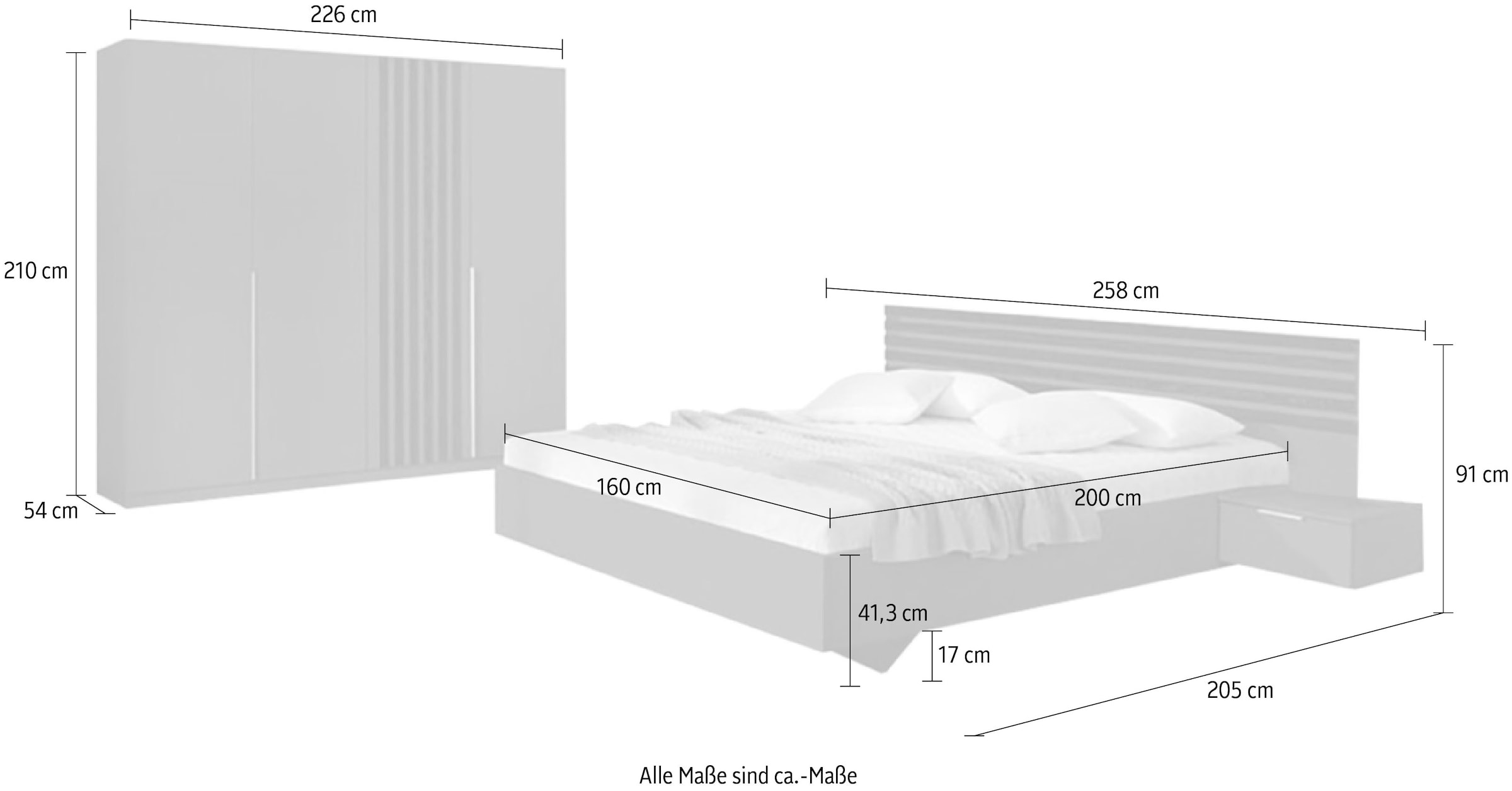 rauch Schlafzimmer-Set »Lamella«, (Set), mit eleganter Lamellenabsetzung