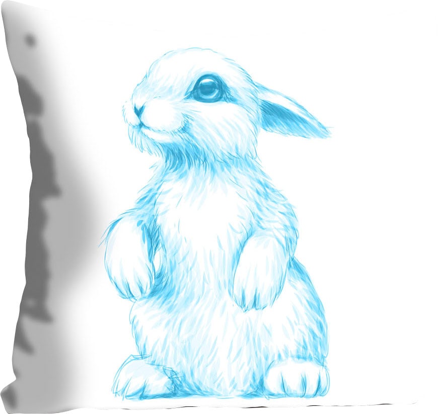 queence Dekokissen "Luh" mit einem blauen Häschen günstig online kaufen