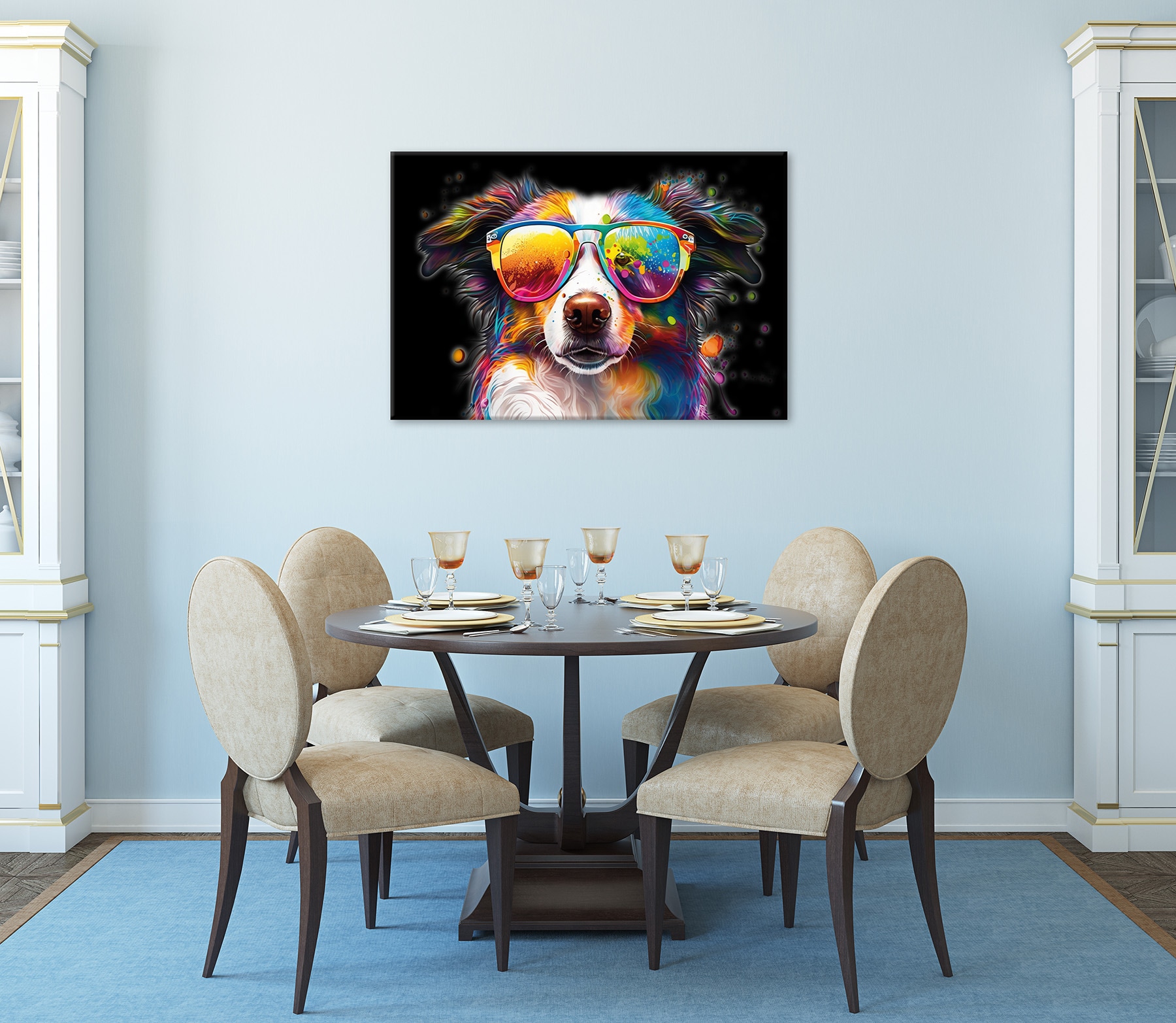 Bönninghoff Leinwandbild »Wandbild BUNTER HUND 60x90 cm – Leinwandbild Keilrahmen Deko modern« Humor | Hunde | Hundebilder | Pop Art | Tiere 1 Stk. tlg. auf Keilrahmen gespannt
