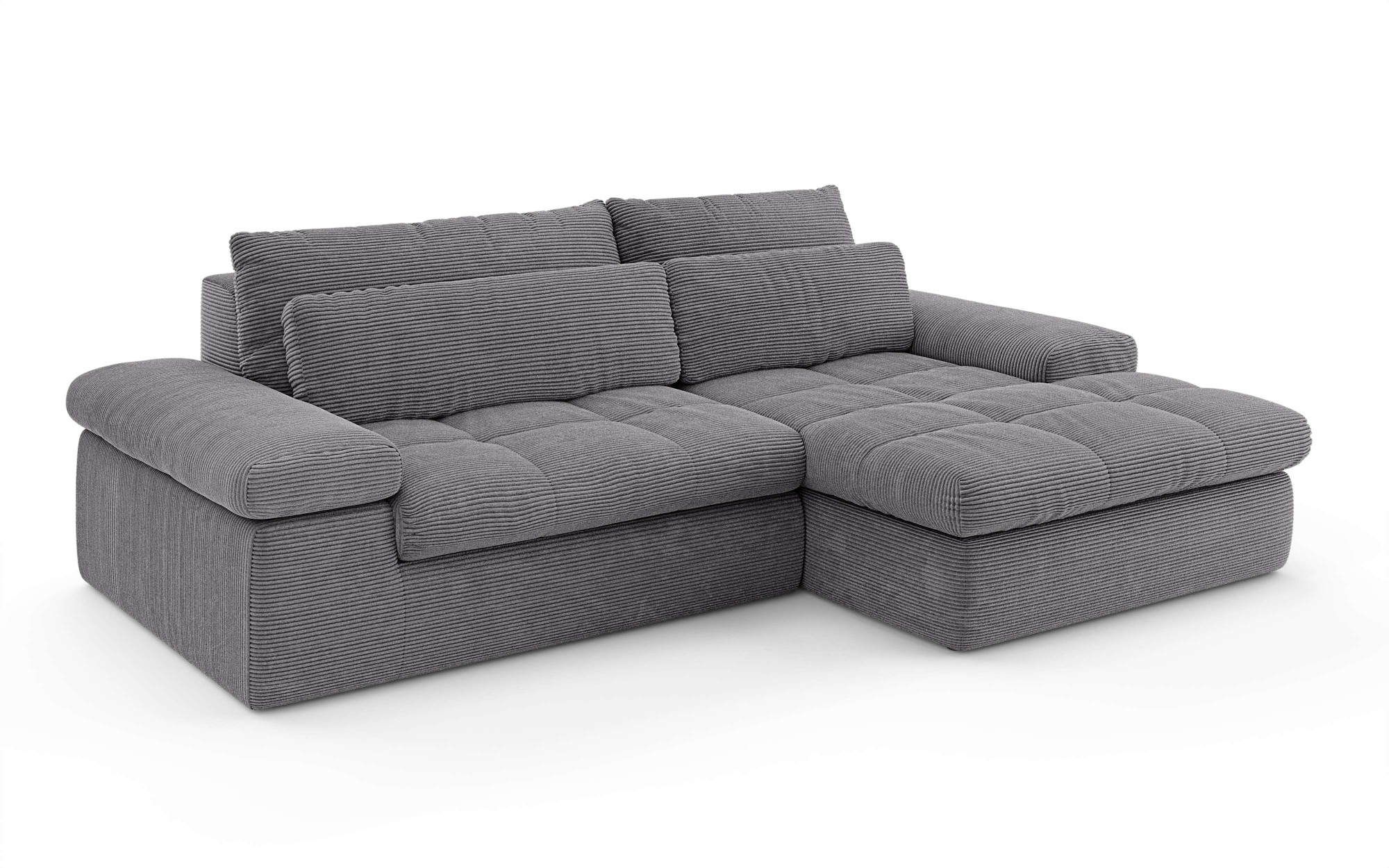 Home affaire Ecksofa »ALVERIE mit Recamiere, moderne Steppung, Maße: B/T/H 274/203/106 cm«, L-Form mit Wellenunterfederung, mit 4 Rückenkissen, pflegeleicht Stoff