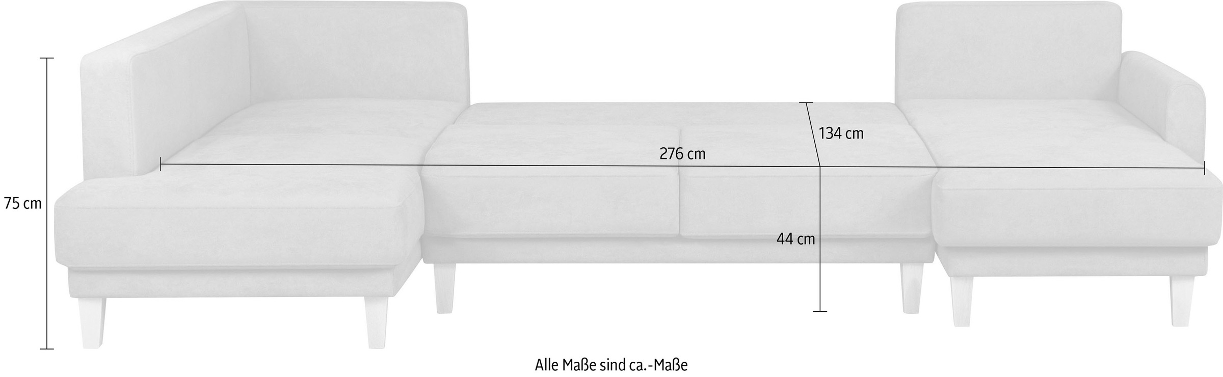 Home affaire Wohnlandschaft »TRIPLO U-Form wahlweise mit Schlaffunktion, B/T/H: 310/192/90 cm«, Schlafsofa, auch mit Bettkasten, Steppung im Rückenkissen