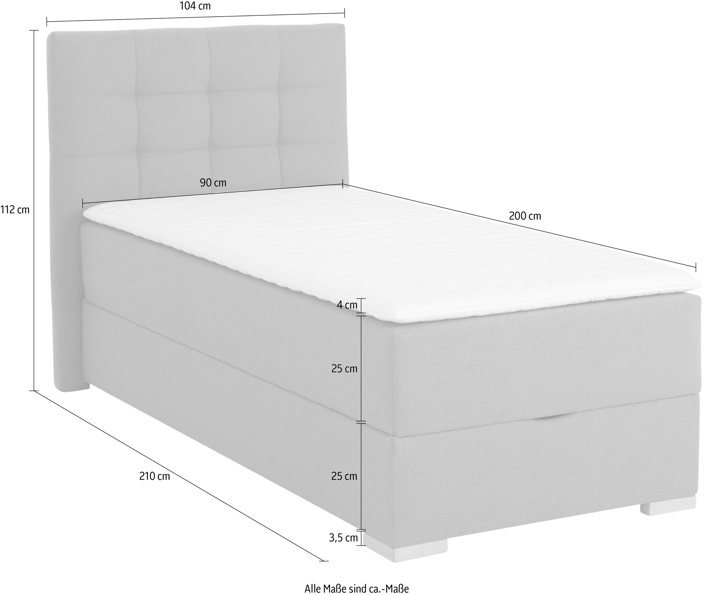 Home affaire Boxbett »Olivet«, in 4 Farben, 4 Breiten, 2 Matratzenarten, auch in Überlänge 220 cm