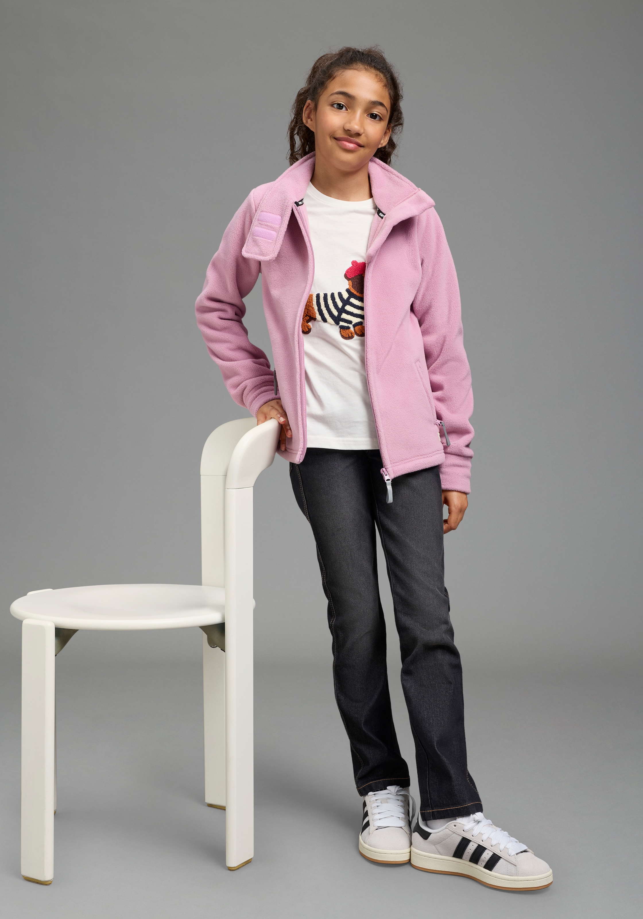 H.I.S Fleecejacke »H.I.S Fleecejacke mit extra breitem Stehkragen« Weiche Fleecejacke, Basic-Passform, po-bedeckende Länge