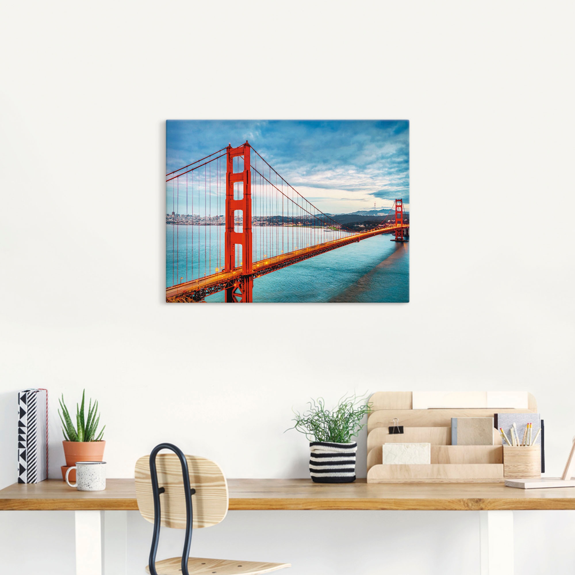 Artland Leinwandbild "Golden Gate Bridge" Brücken 1 Stk. tlg. auf Holzrahme günstig online kaufen