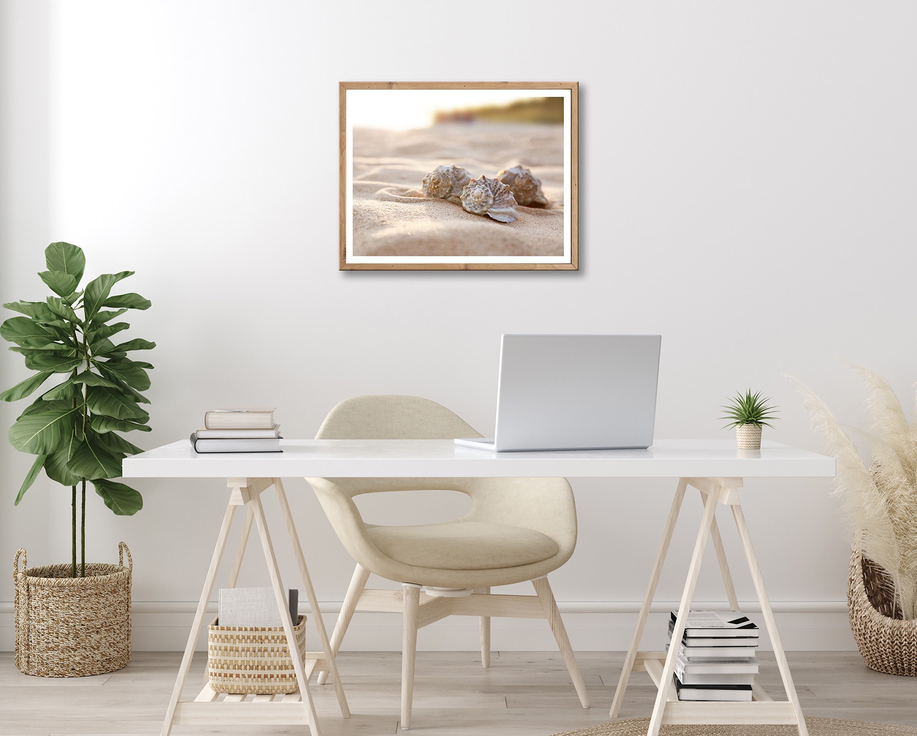 Bönninghoff Bild mit Rahmen »Wandbild gerahmt MUSCHELN AM STRAND 40x50 cm – Maritime Wanddeko Natur« Küste | Landschaft | Meer | Natur | Strand 1 Stk. tlg. mit dekorativem Rahmen