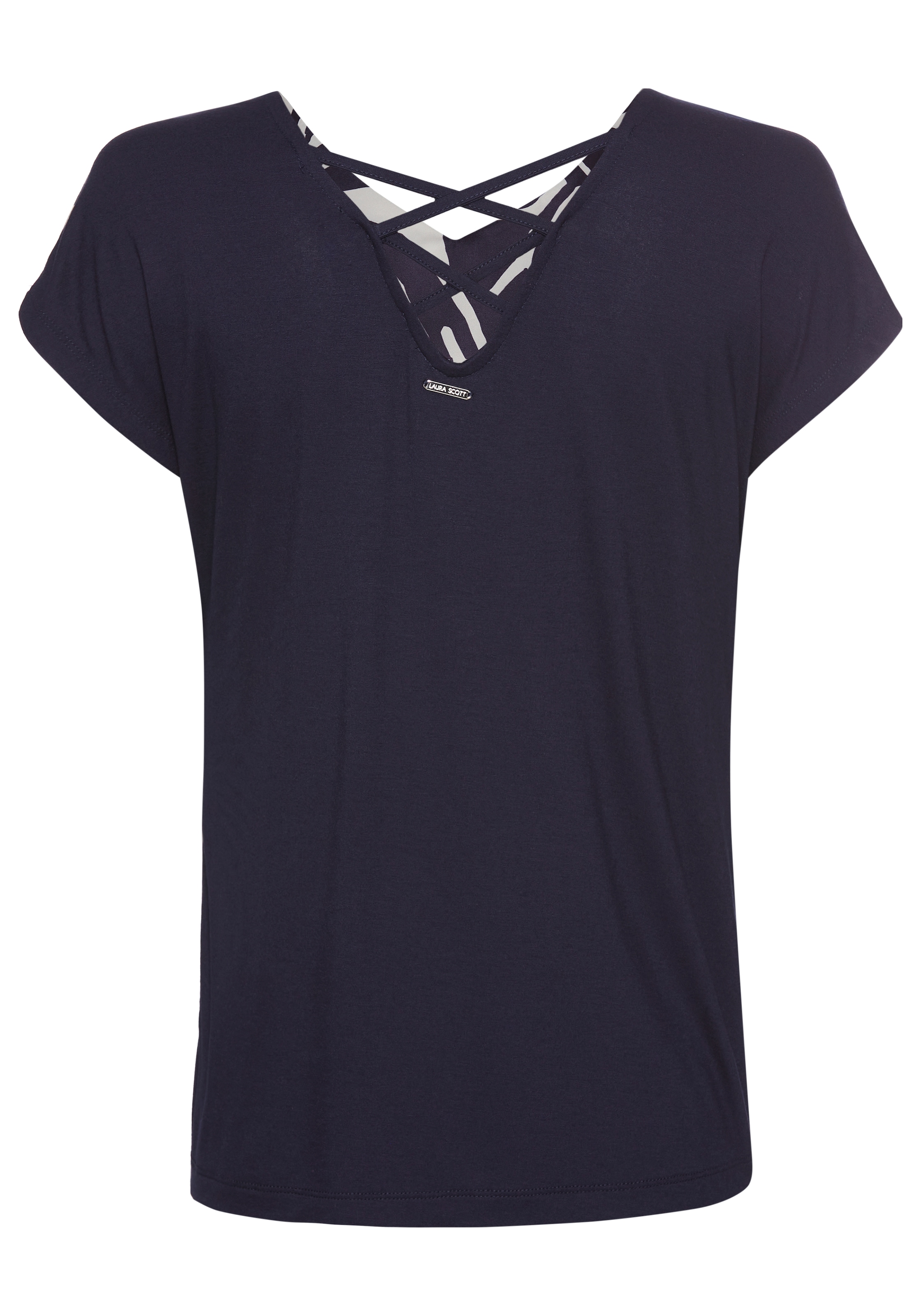 Laura Scott Shirtbluse, in Shirt-Optik, vorne leichtglänzender Satin - NEUE KOLLEKTION