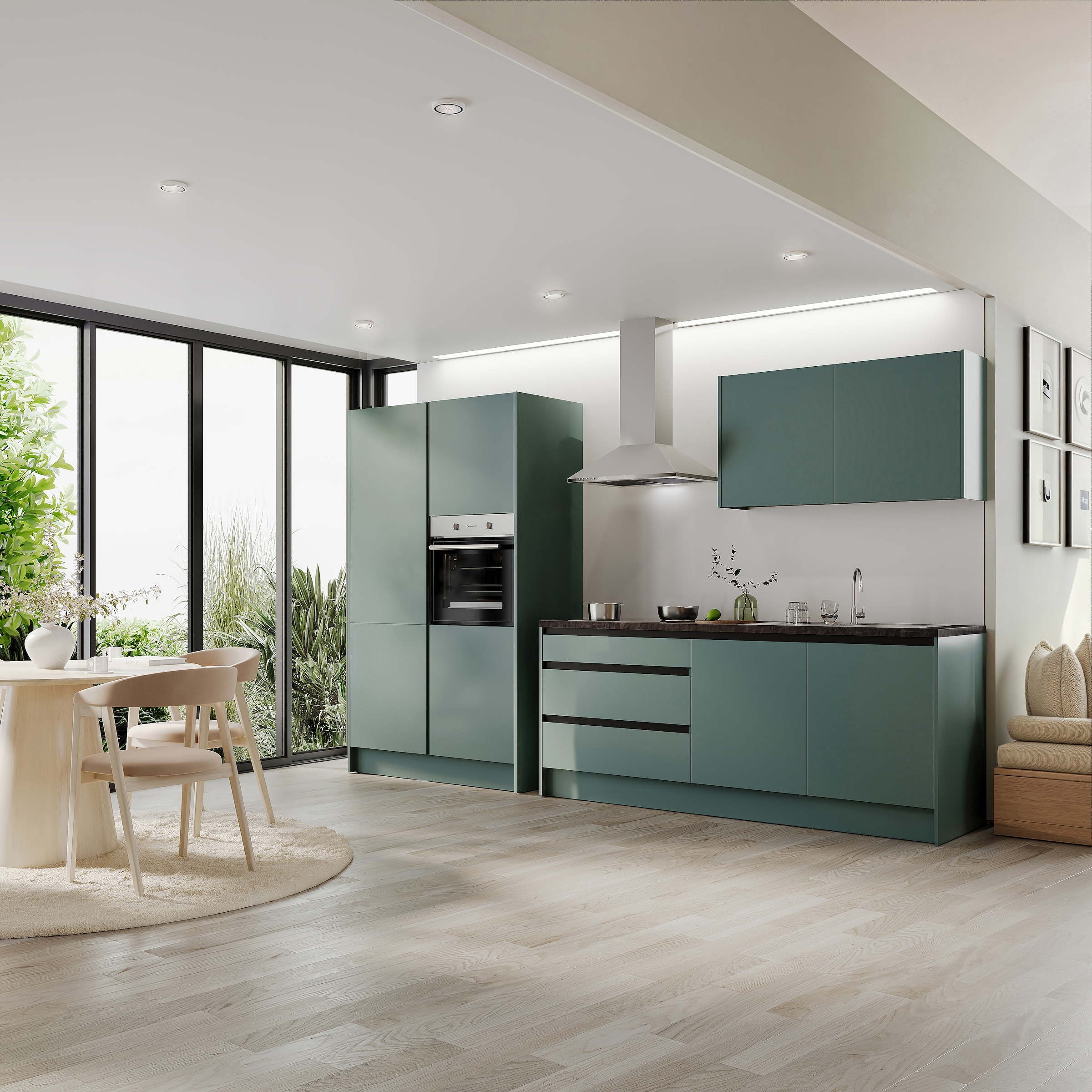 BASIC by Balculina Küchenzeile »Isis B/T/H 335x60x210 cm« Breite 273 cm, wahlweise mit E-Geräten und Induktionskochfeld