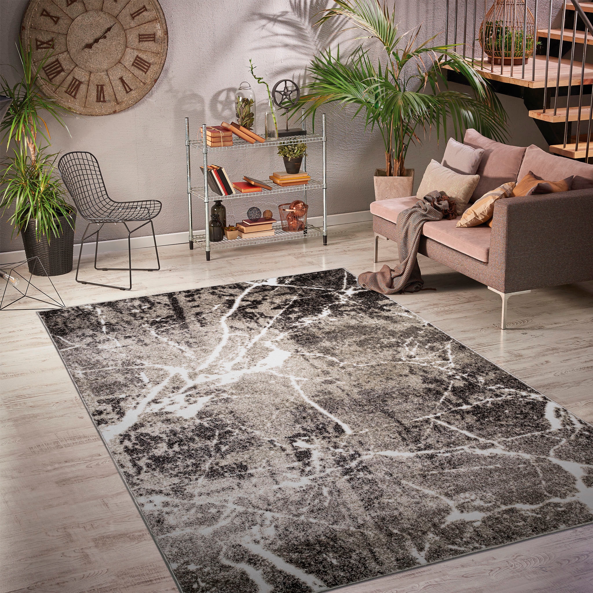 my home Teppich »Manrik«, rechteckig, mit besonders weichem Flor, Kurzflor, modernes Marmor-Design