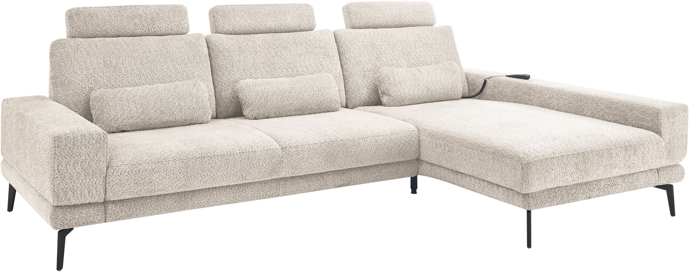 set one by Musterring Ecksofa »SO 3600, inkl motor. Sitztiefenverstellung, Kopfstützen, Nierenkissen«, Sitzhöhe 42 cm, Kaltschaum, Breite 293 x Tiefe 180 cm, Kama sand