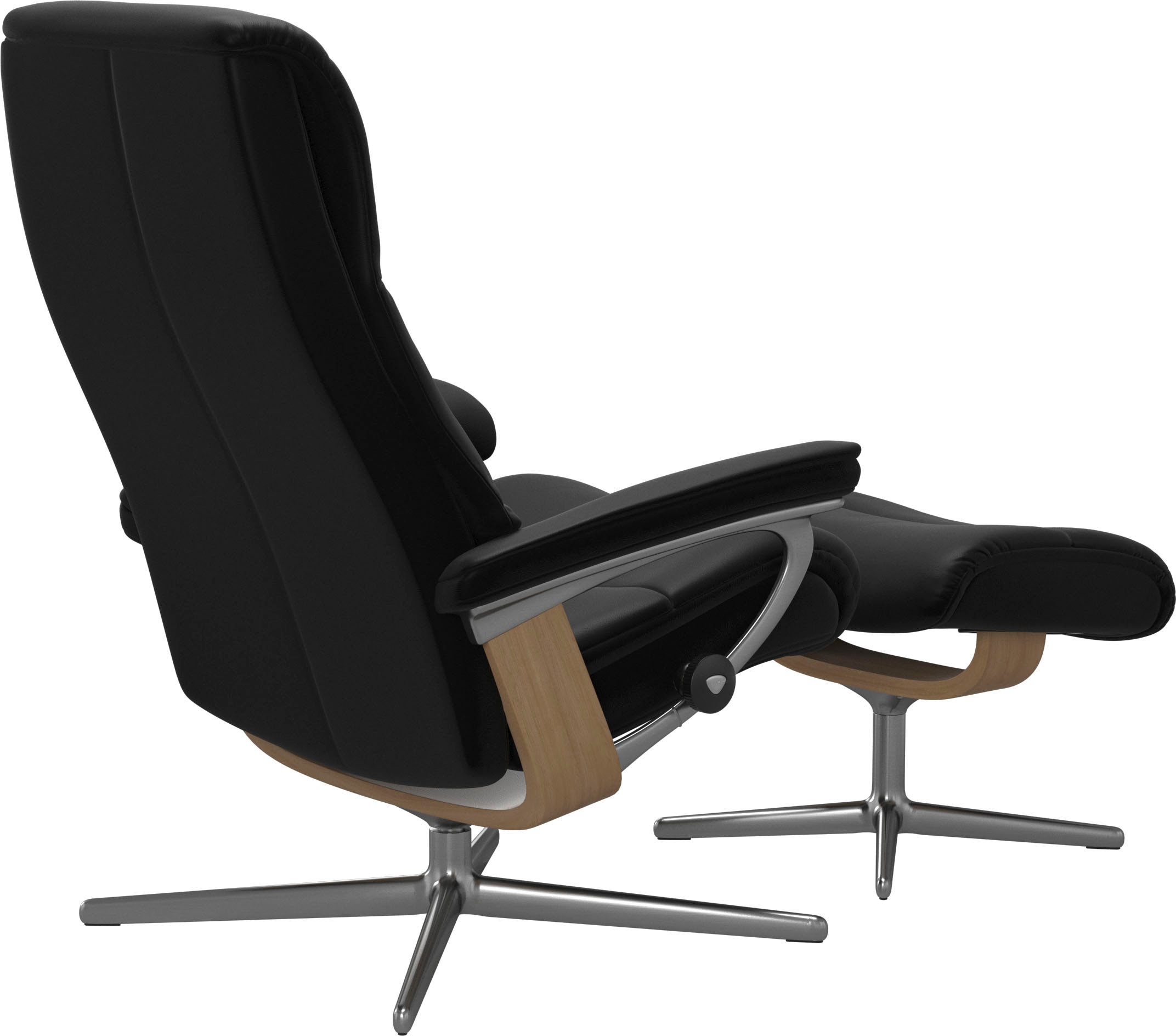 Stressless® Relaxsessel »View«, (Set, Relaxsessel mit Hocker), mit Hocker, mit Cross Base, Größe S, M & L, Holzakzent Eiche