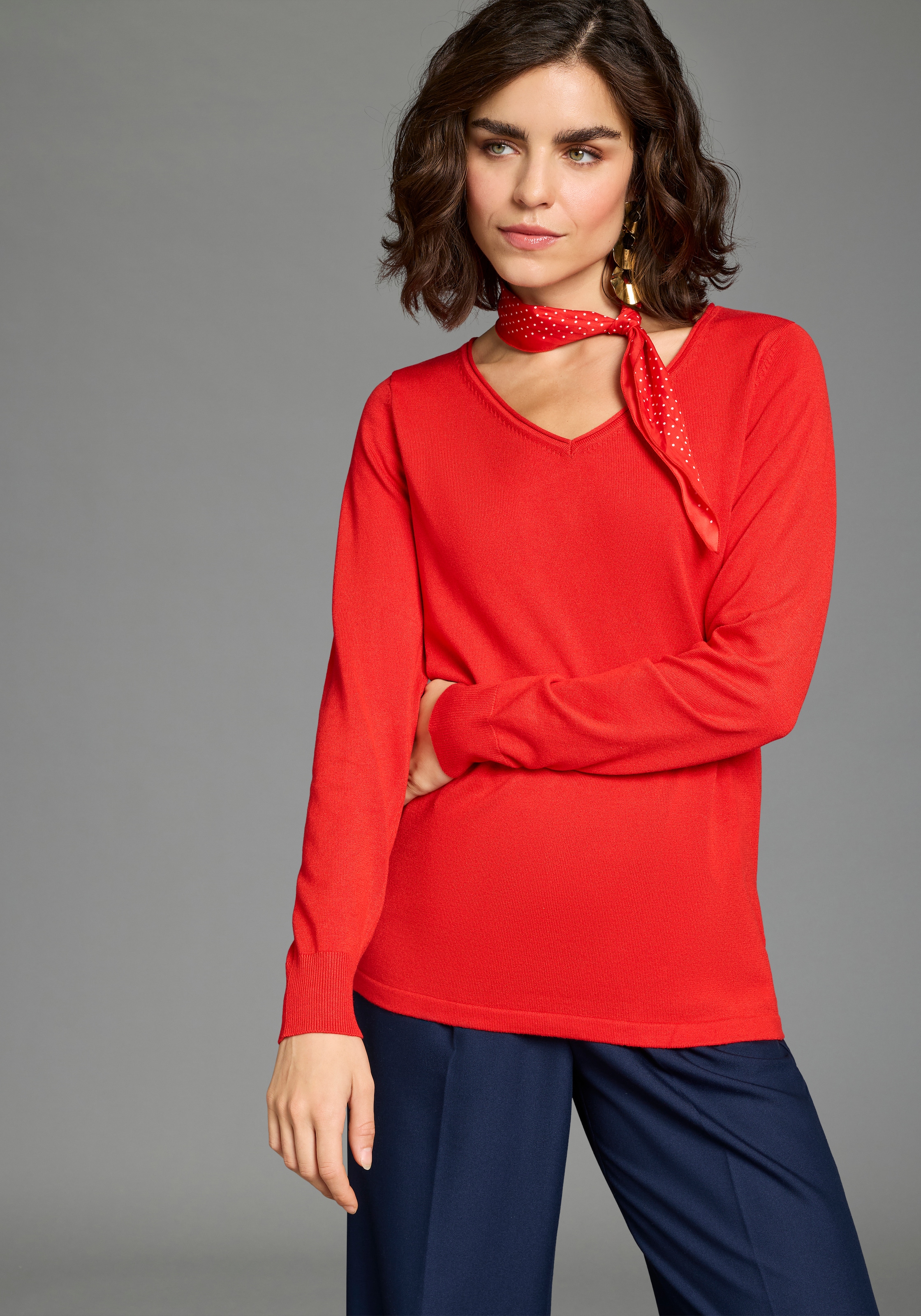 Flashlights V-Ausschnitt-Pullover mit lässigem Schnitt und femininen V-Auss günstig online kaufen