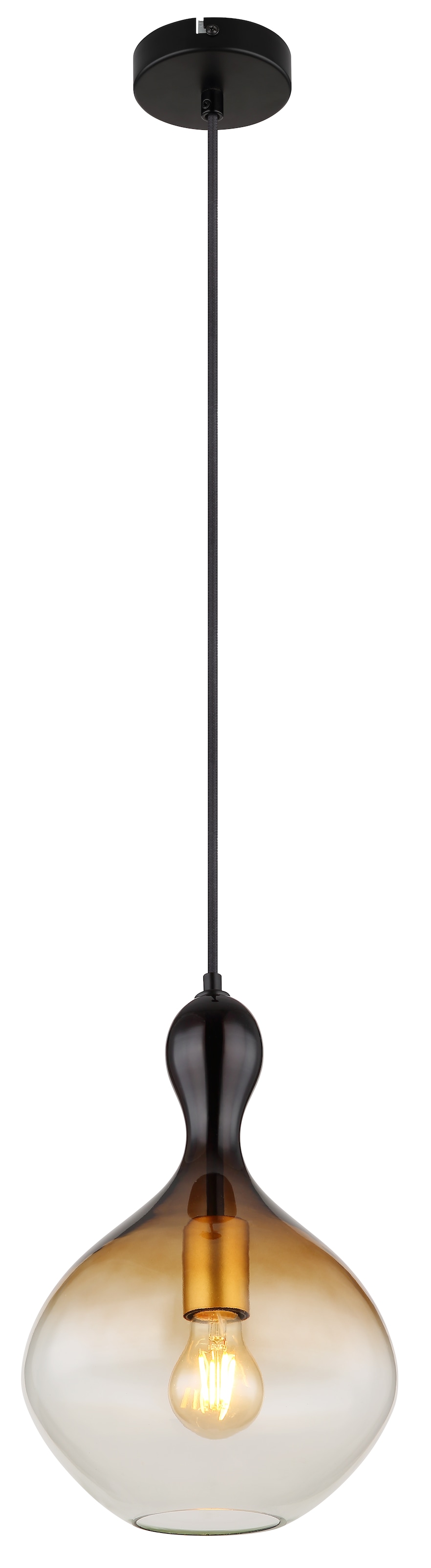 GLOBO LIGHTING Hängeleuchte »ALADDIN«, Leuchtmittel E27 | ohne Leuchtmittel, Hängelampe/Pendelleuchte/goldfb./Glas rauchfarben/amber/Höhe kürzbar