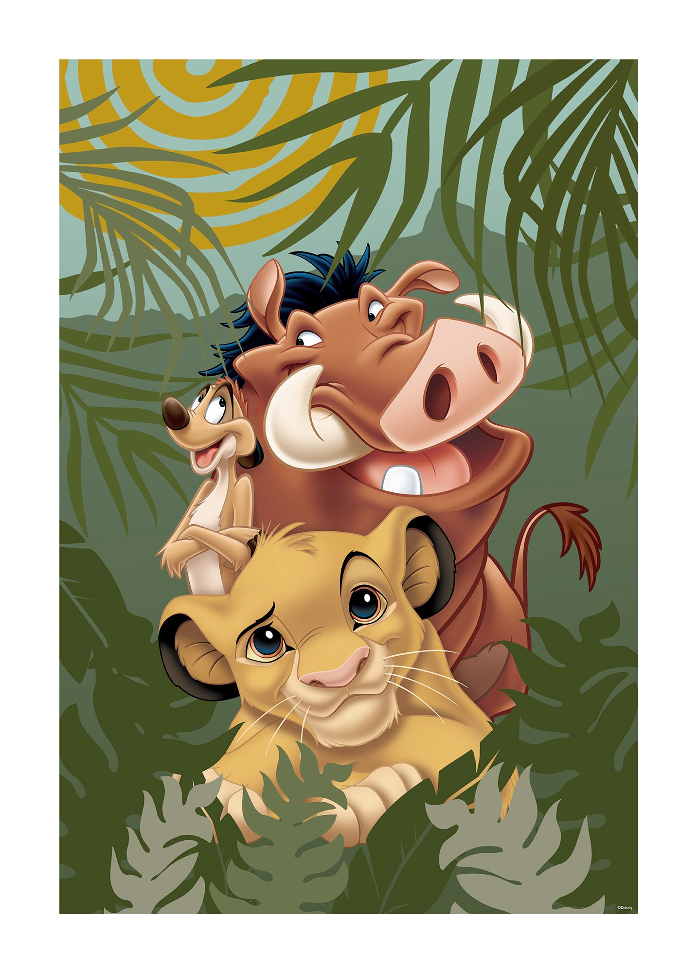 Komar Bild "Lion King Carefree Trio" Disney 1 Stk. tlg. Wandbild zur Dekoration im Kinderzimmer - ohne Rahmen