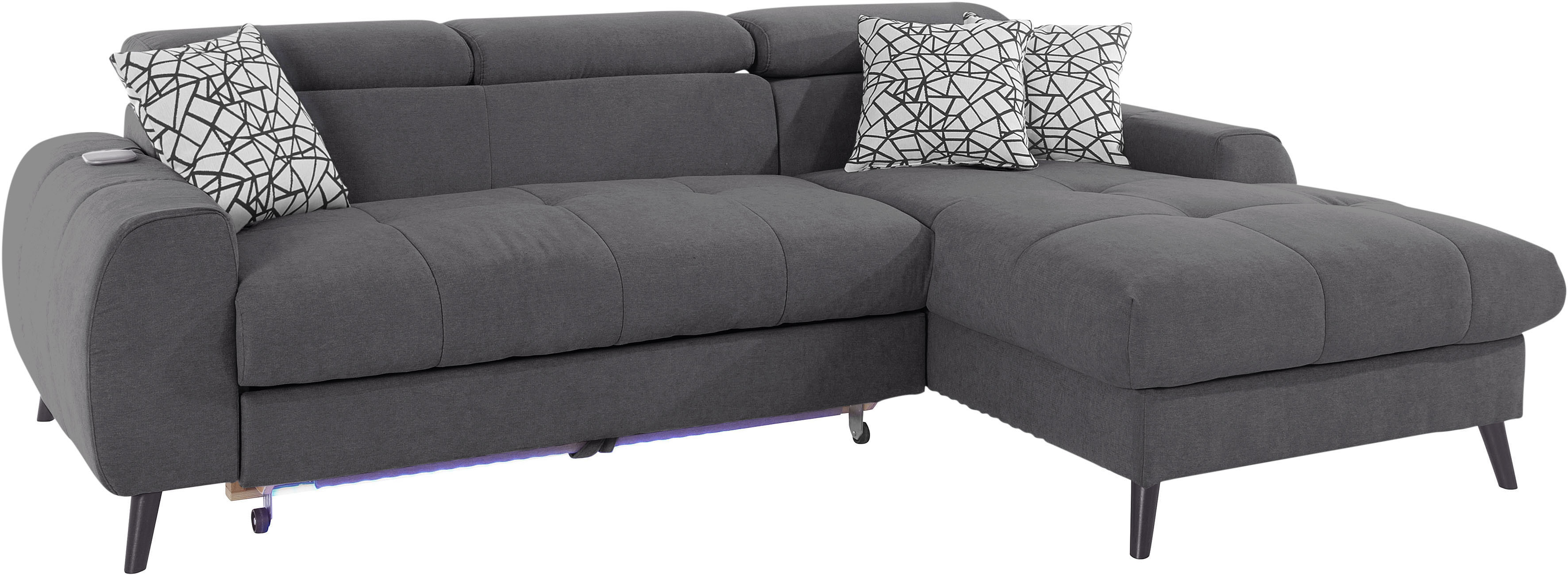 Thumbnail - COTTA Ecksofa "Mia L-Form mit 3 Zierkissen", wahlweise mit Bettfunktion, Bettkasten, Beleuchtung & Wireless-Charger