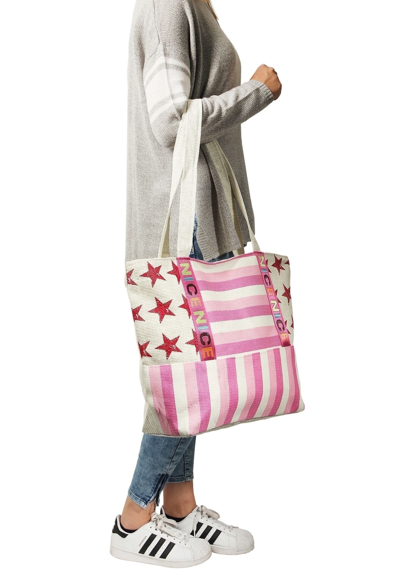 Cham Cham Strandtasche »mit Streifenmuster und Sternmotiv«