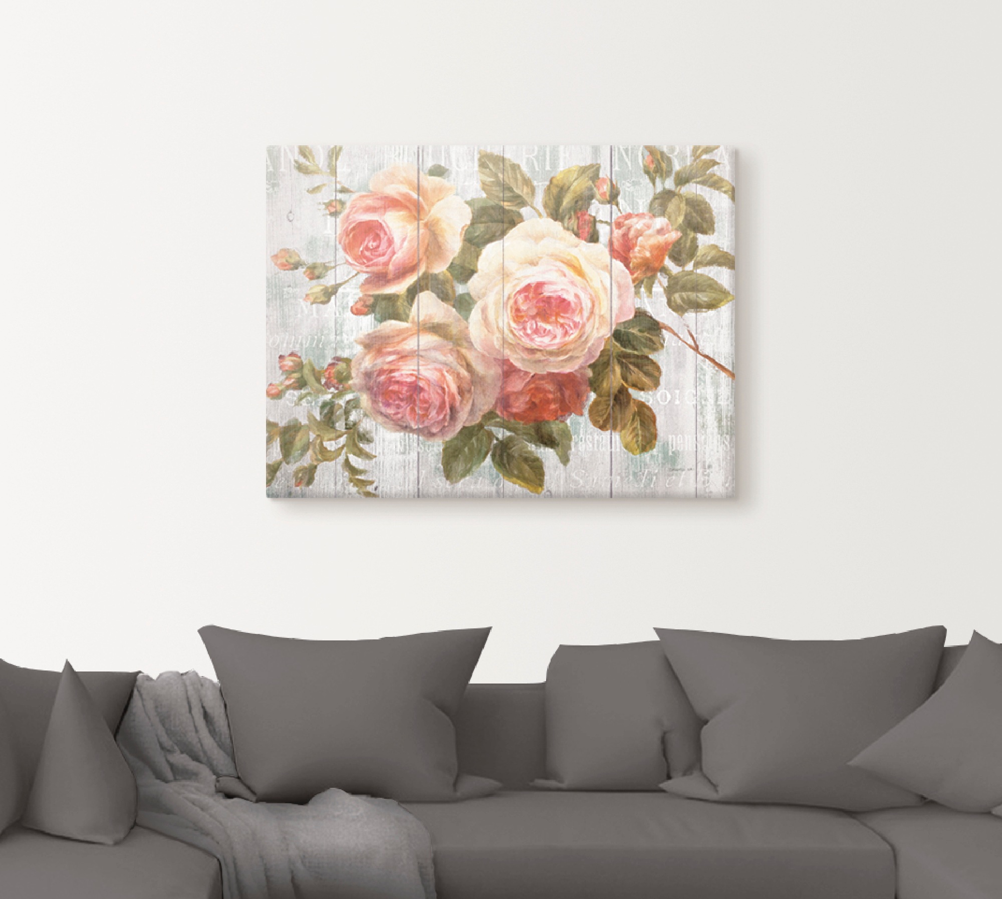 Artland Wandbild "Vintage Rosen auf Holz" Blumen 1 Stk. tlg. als Leinwandbi günstig online kaufen