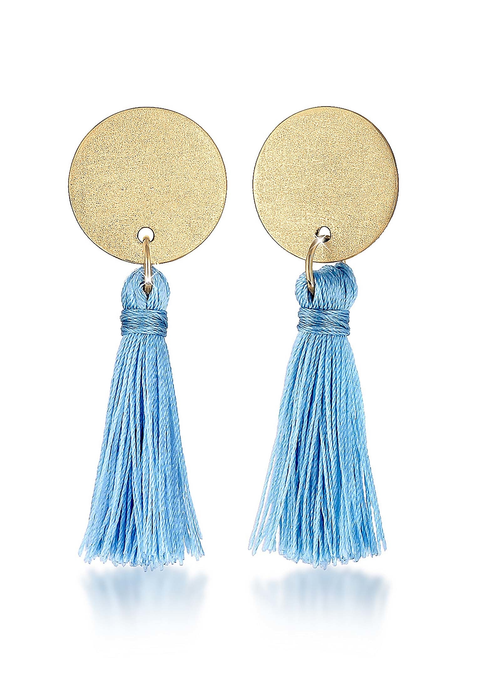 ELLI Damen Paar Ohrstecker "Hänger Kreis Boho Tassel Trend Matt 925 Silber", onesize, ohne Stein, Silber 925 (Sterlingsilber), gold, Silber 925