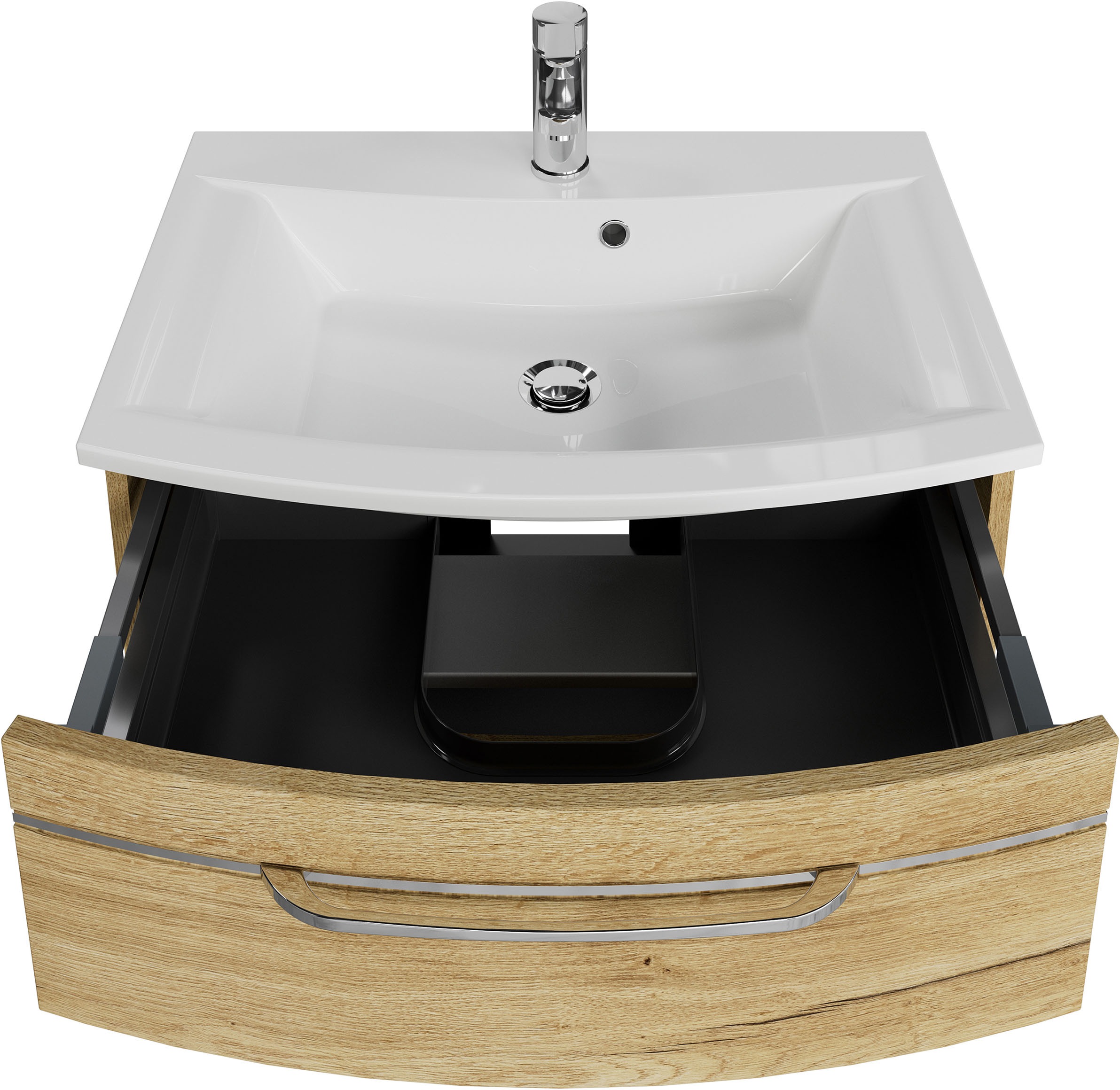 Saphir Waschtisch »Serie 7045 Mineralmarmor-Waschtisch und Unterschrank, 71,5 cm breit«, Waschplatz mit 2 Schubladen, Badmöbel Set mit Waschtisch