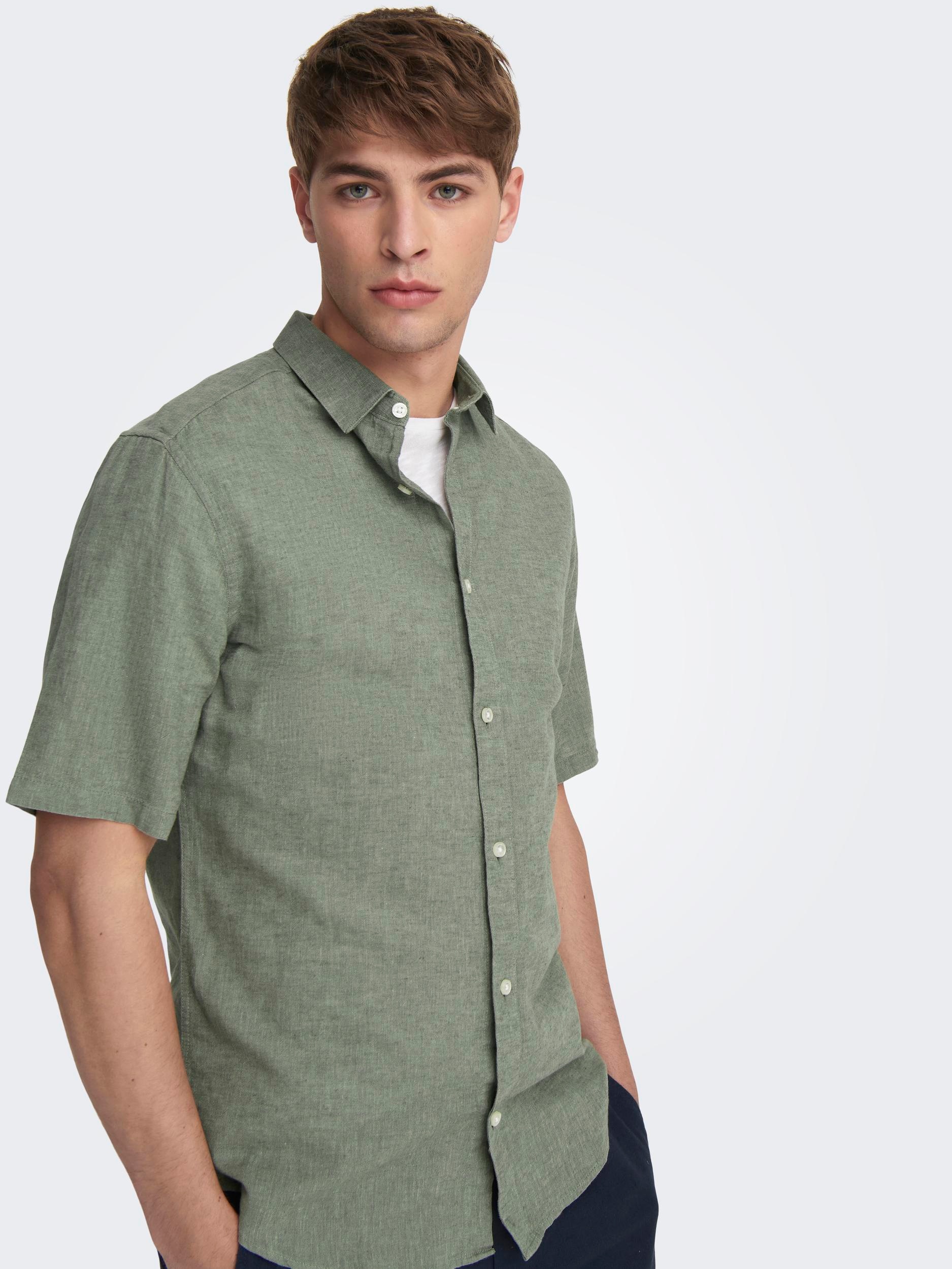 ONLY & SONS Kurzarmhemd "ONSCAIDEN SS SOLID LINEN SHIRT NOOS" günstig online kaufen