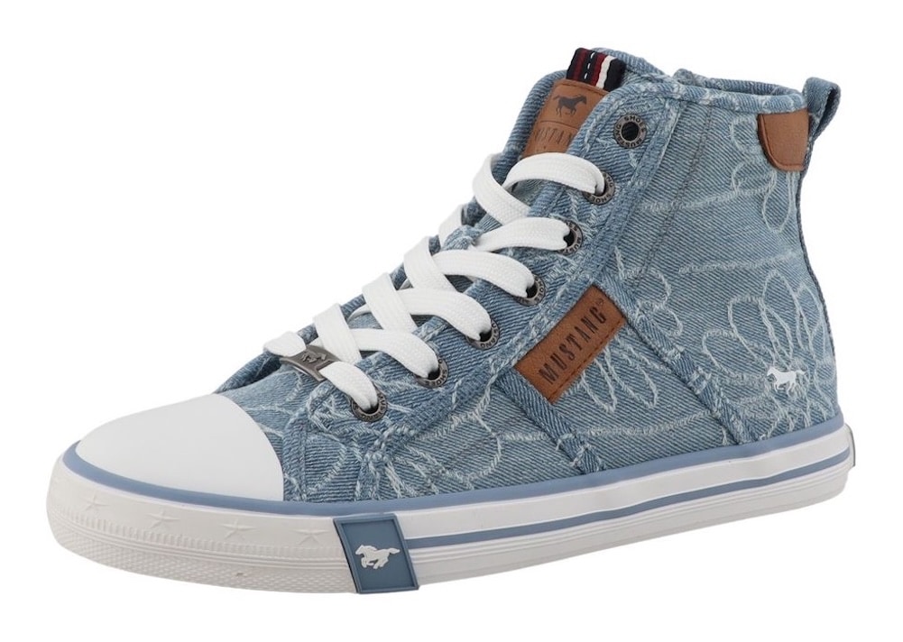 Mustang Shoes Sneaker "Winona" High Top-Sneaker, Schnürboots mit Blüten-Sti günstig online kaufen