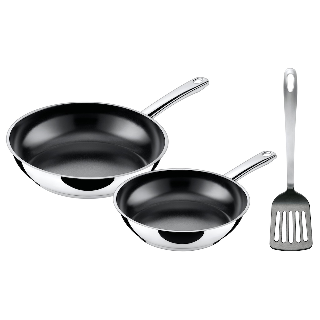 Silit Pfannen-Set »Talis«, Cromargan® Edelstahl Rostfrei 18/10, (Set, 3 tlg., je 1 Pfanne Ø 24/20 cm, H: 5 cm), Edelstahlpfanne mit keramischer Beschichtung, Induktion