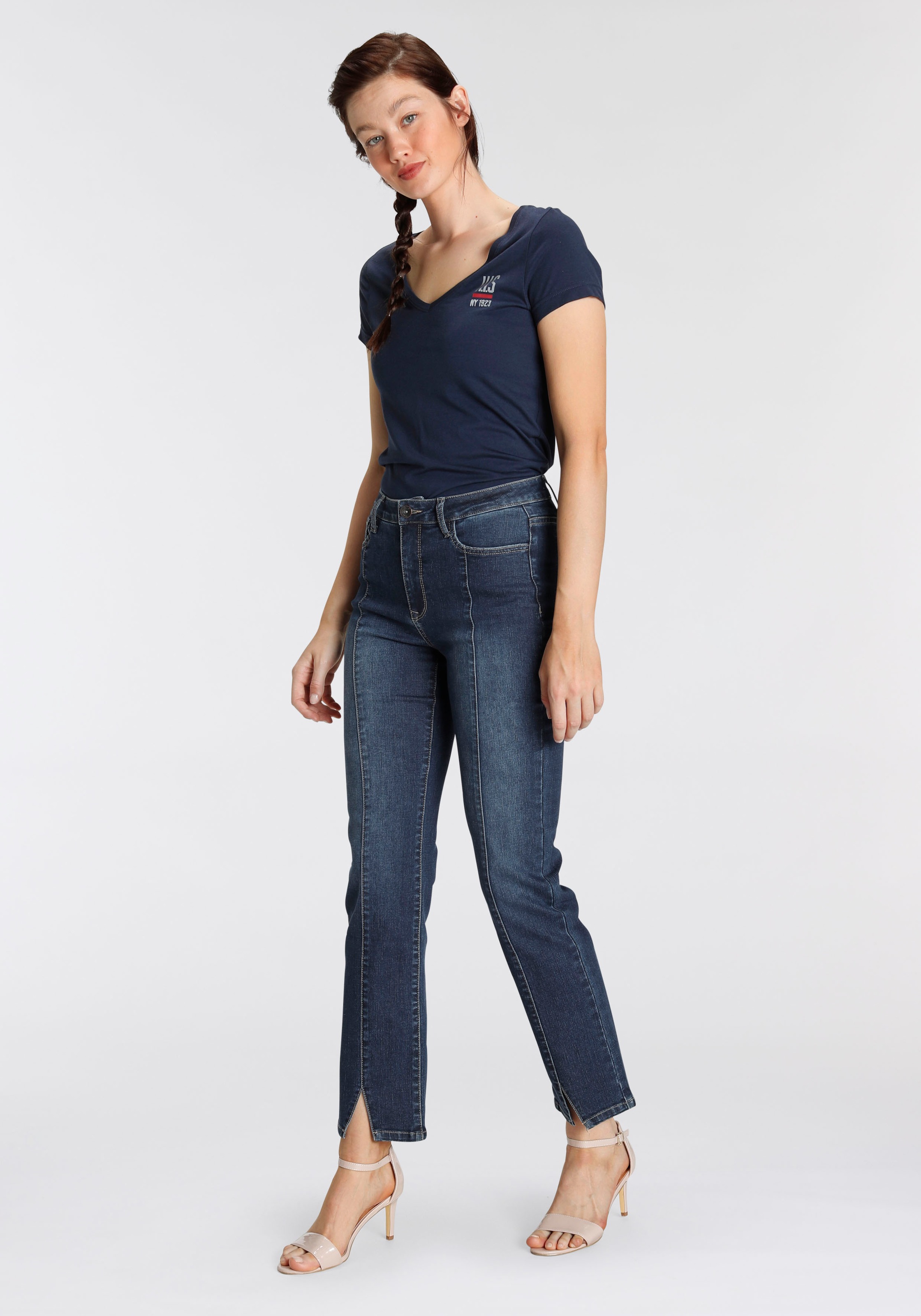 H.I.S 5-Pocket-Jeans »SLIM-FIT SLIT«, bestellen | Ökologische, durch wassersparende WASH BAUR OZON für Produktion