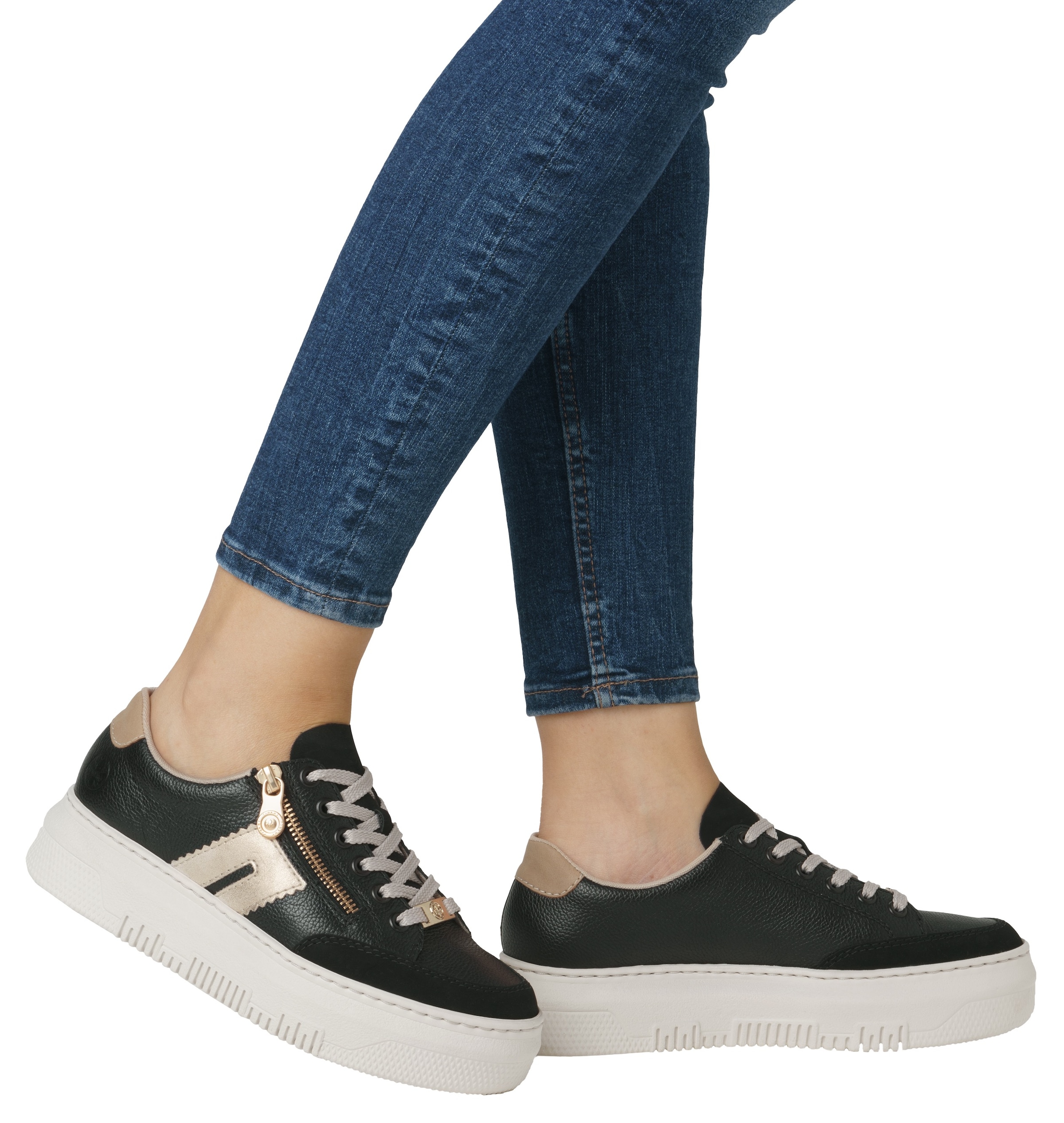 Rieker Plateausneaker, Schnürschuh, Halbschuh, Freizeitschuh mit seitlichem Reißverschluss