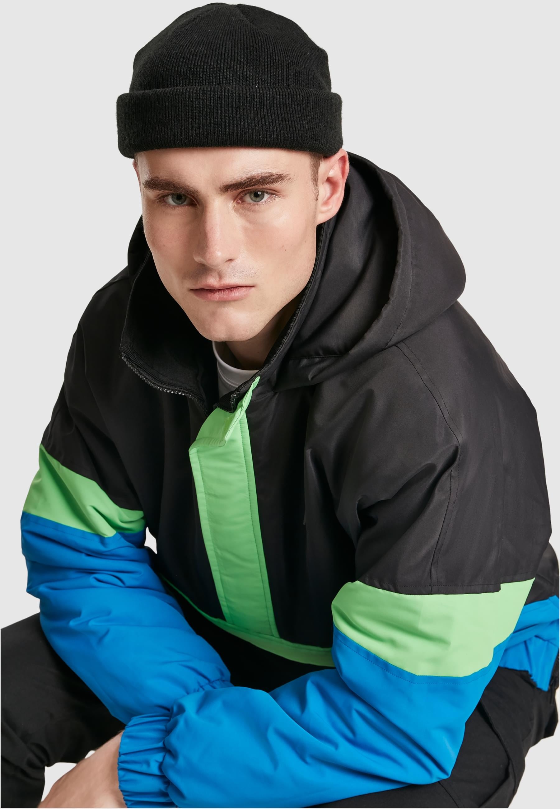 URBAN CLASSICS Allwetterjacke »Urban Classics Herren 3-Tone Neon Mix Pull Over Jacket«, (1 St.), mit Kapuze