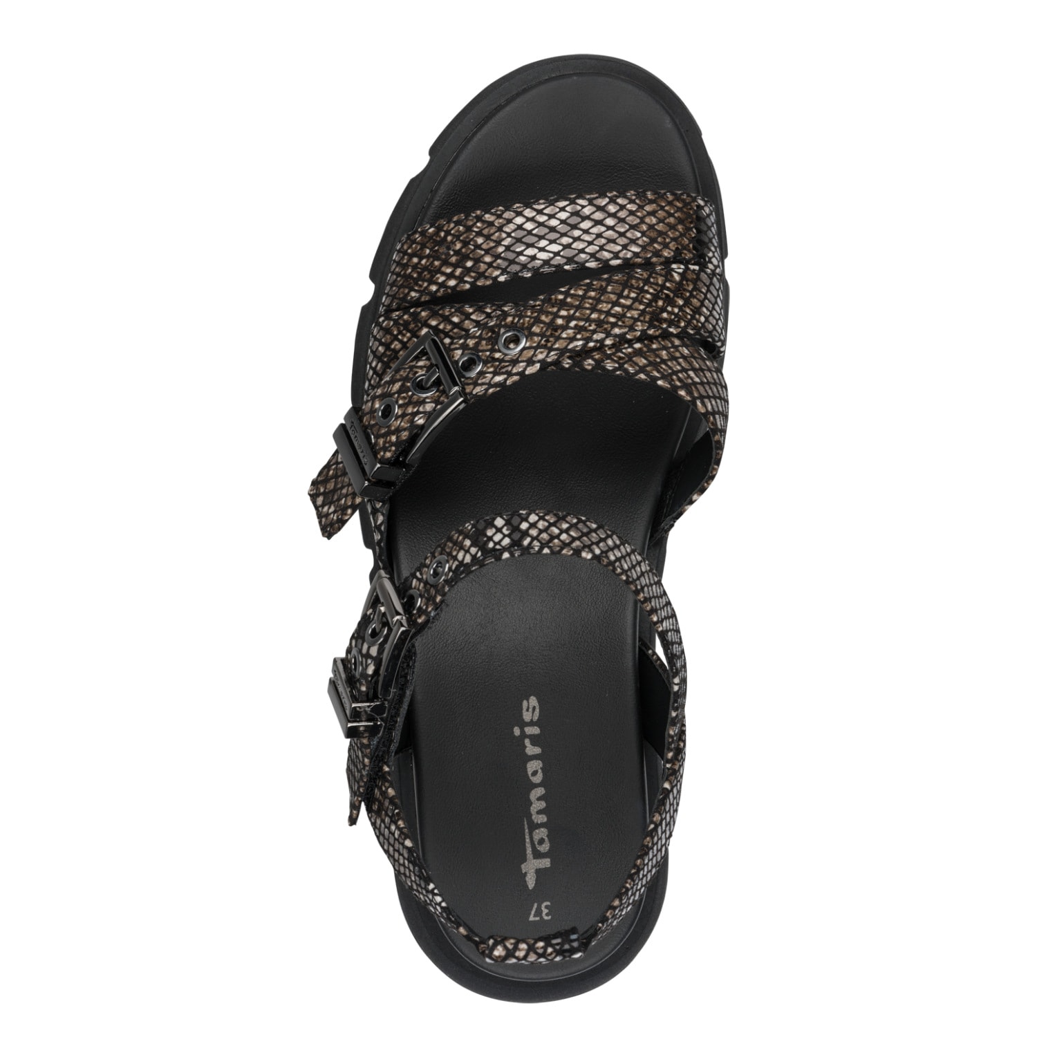 Tamaris Keilsandalette  Sommerschuh, Riemchensandale im angesagten Snake-Look