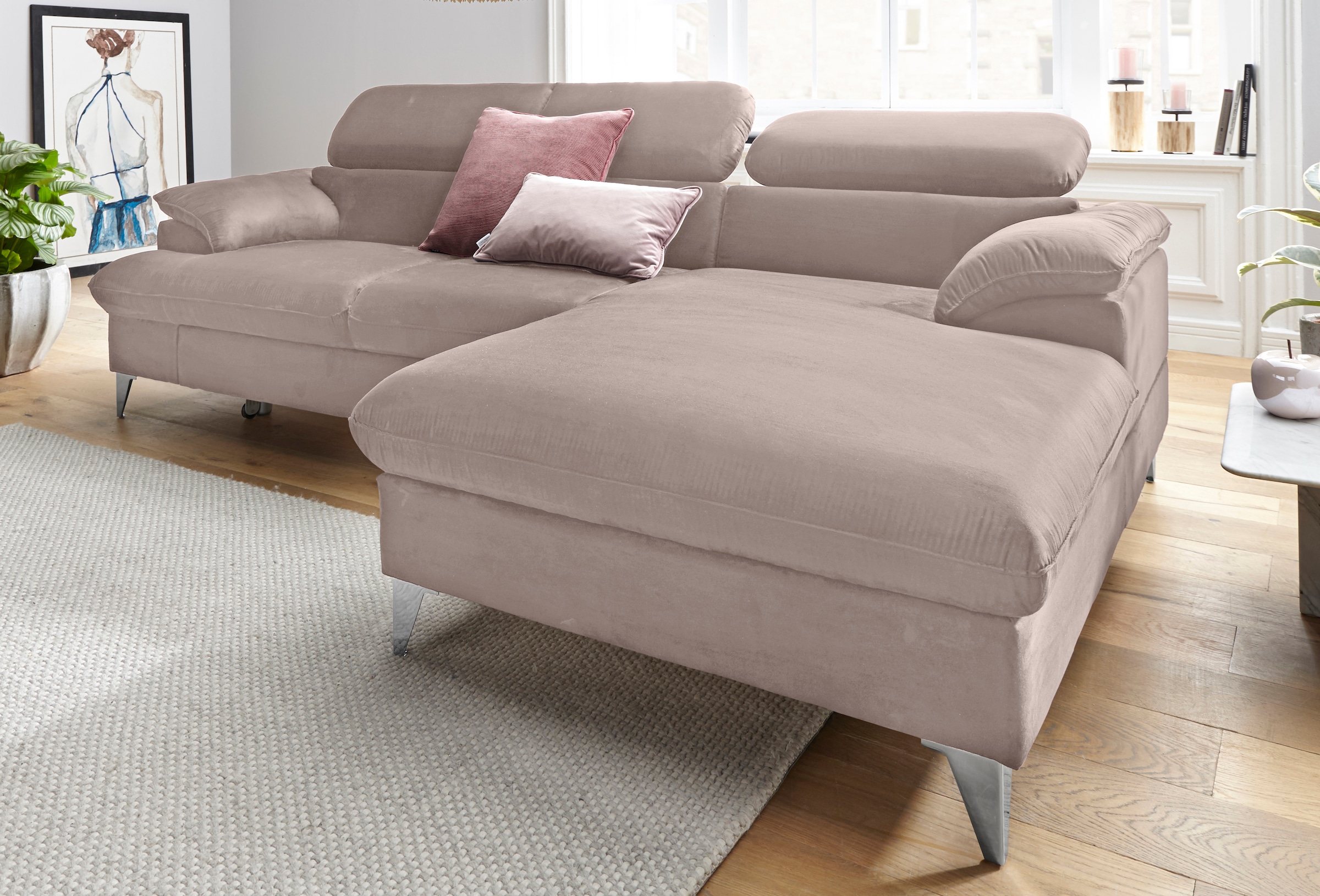 COTTA Ecksofa "Caluso L-Form" mit Kopfteilverstellung, wahlweise mit Bettfu günstig online kaufen