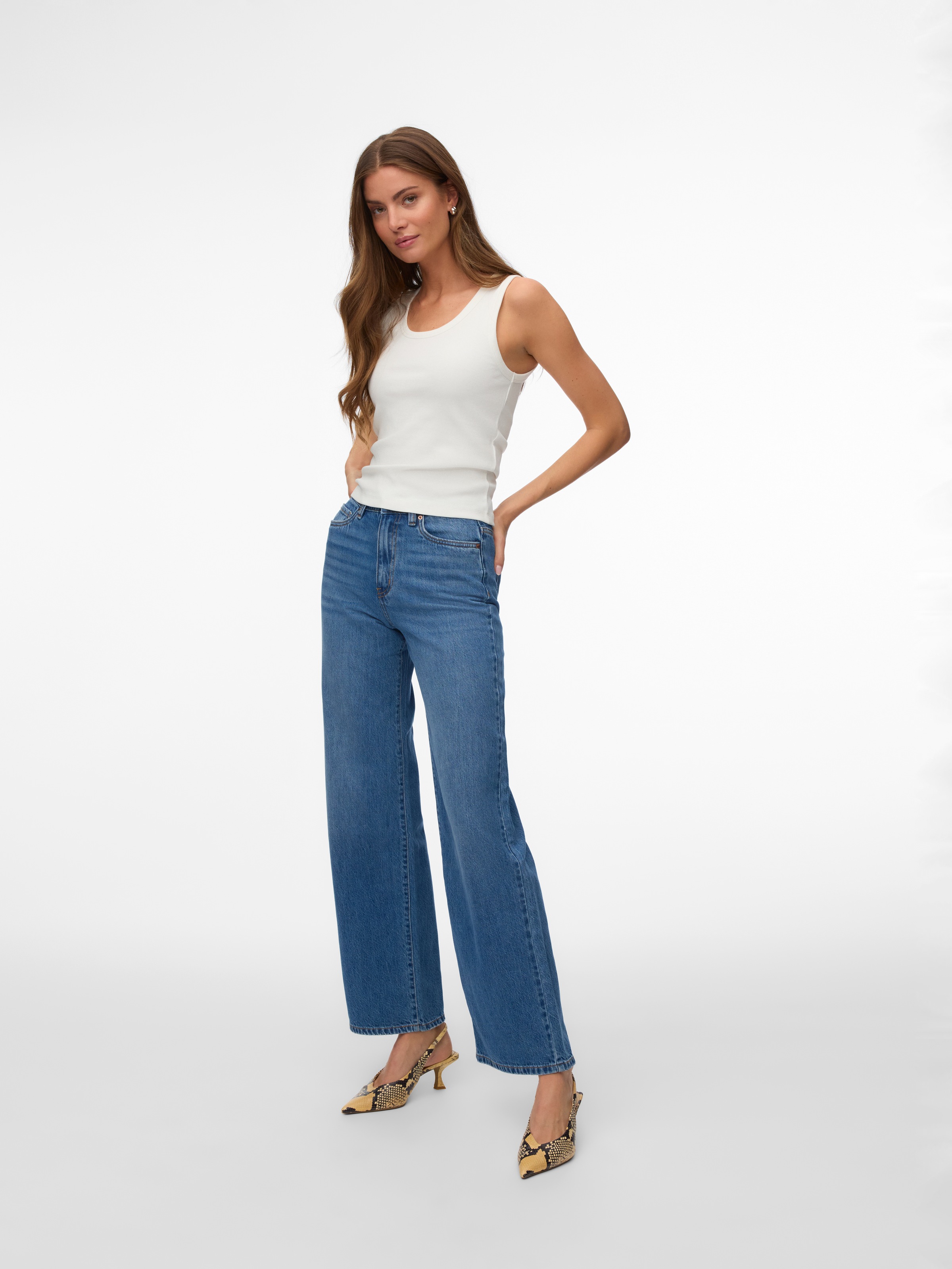 Vero Moda Vega Wide Leg Jeans Medium Blue Denim 27 3