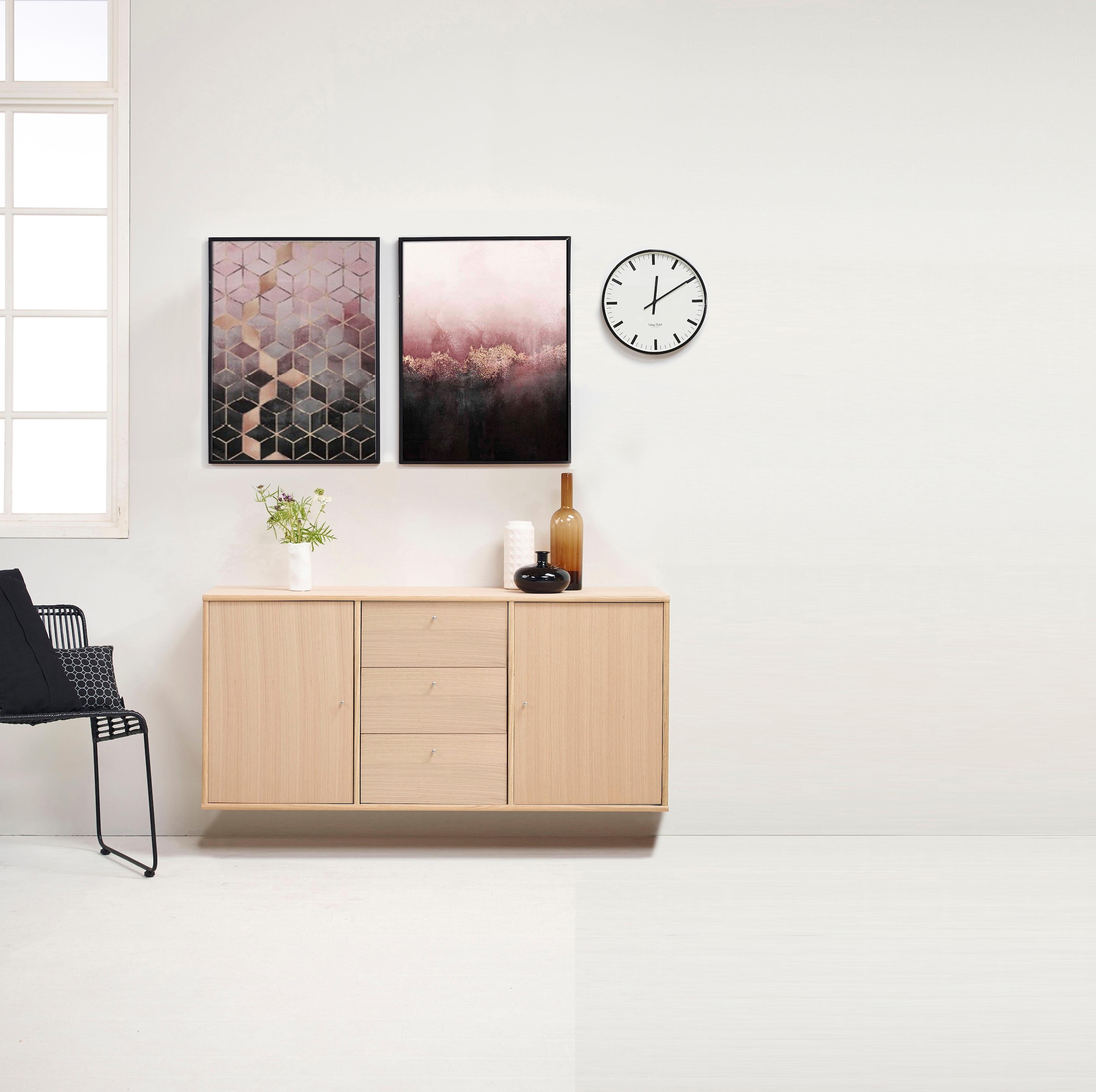 Hammel Furniture Designmöbel 133 cm, montierbar«, | Hochwertig Sideboard mit Schrank, BAUR Türen Schubladen, B: hängend/stehend »Mistral, und anpassungsbar