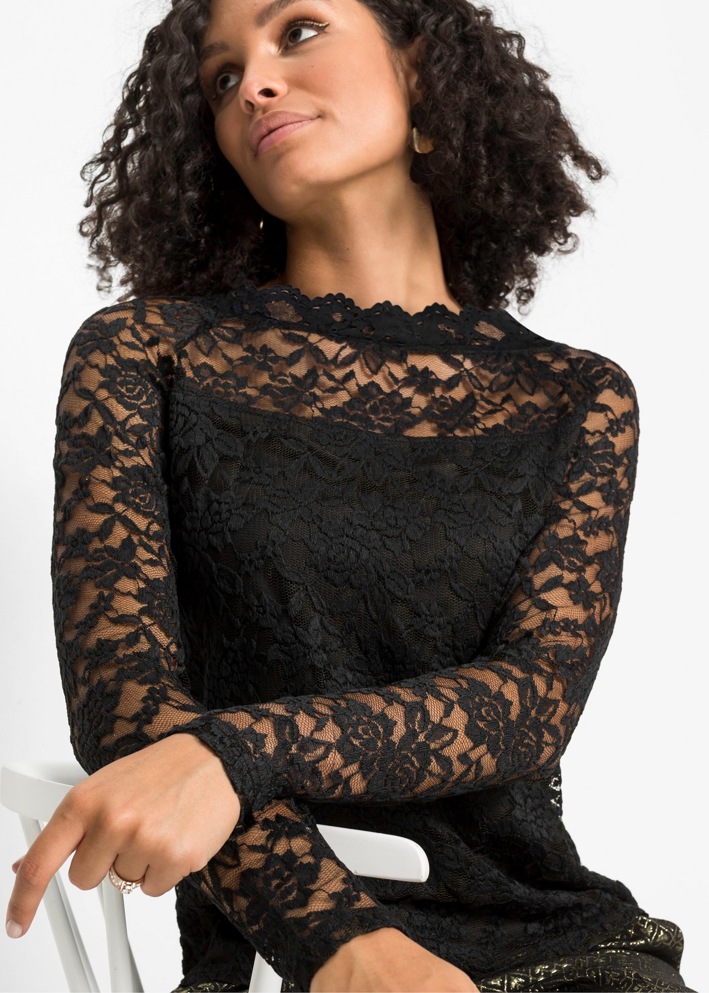 bonprix Langarmshirt Spitzen-Langarmshirt