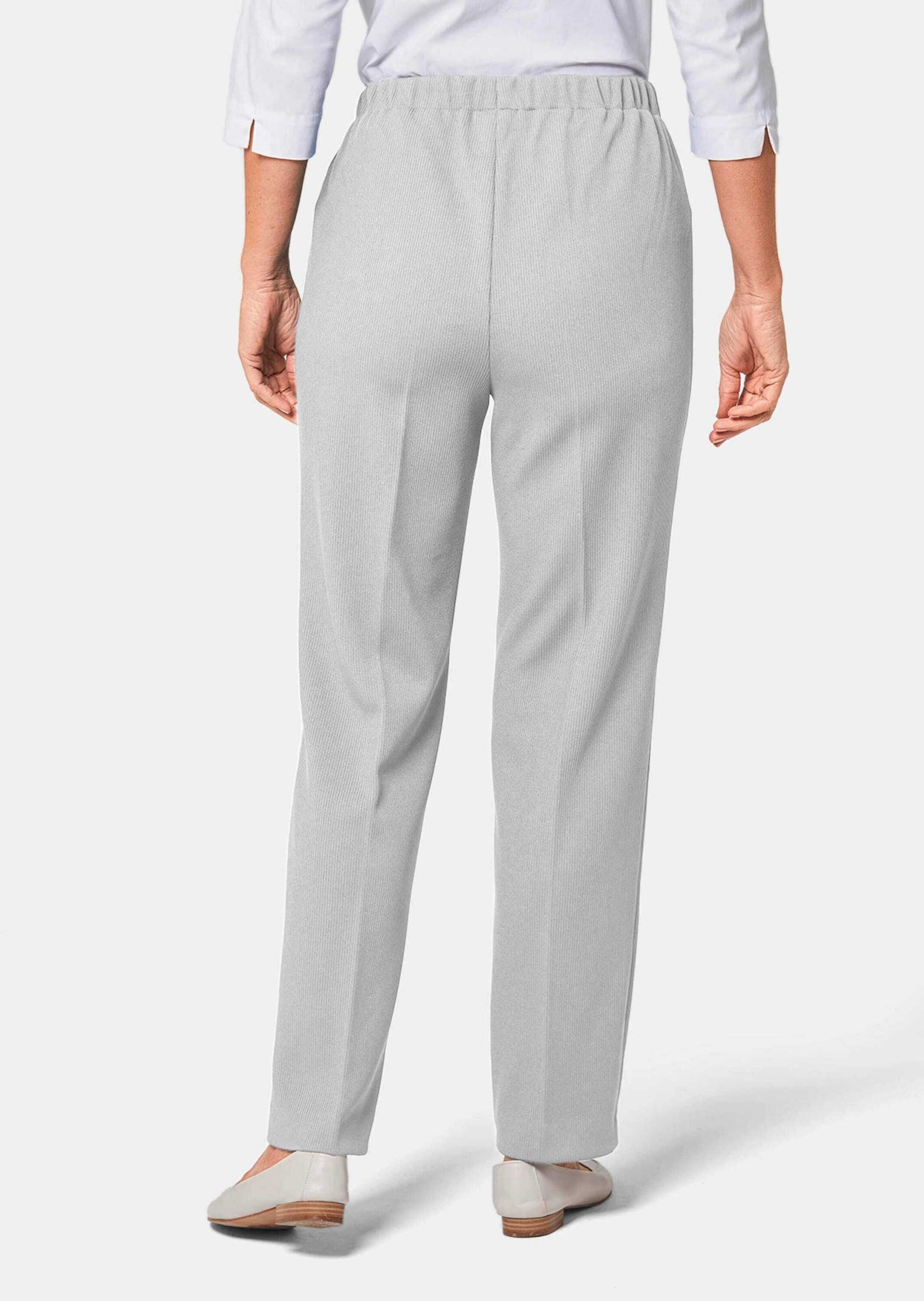 Schlupfhose GOLDNER "Trageangenehme Rippenhose", Damen, Gr. 52, N-Gr, silber (silbergrau), Obermaterial: 100% Polyester COOLMAX PES(Coolmax)., Hosen Schlupfhose 3