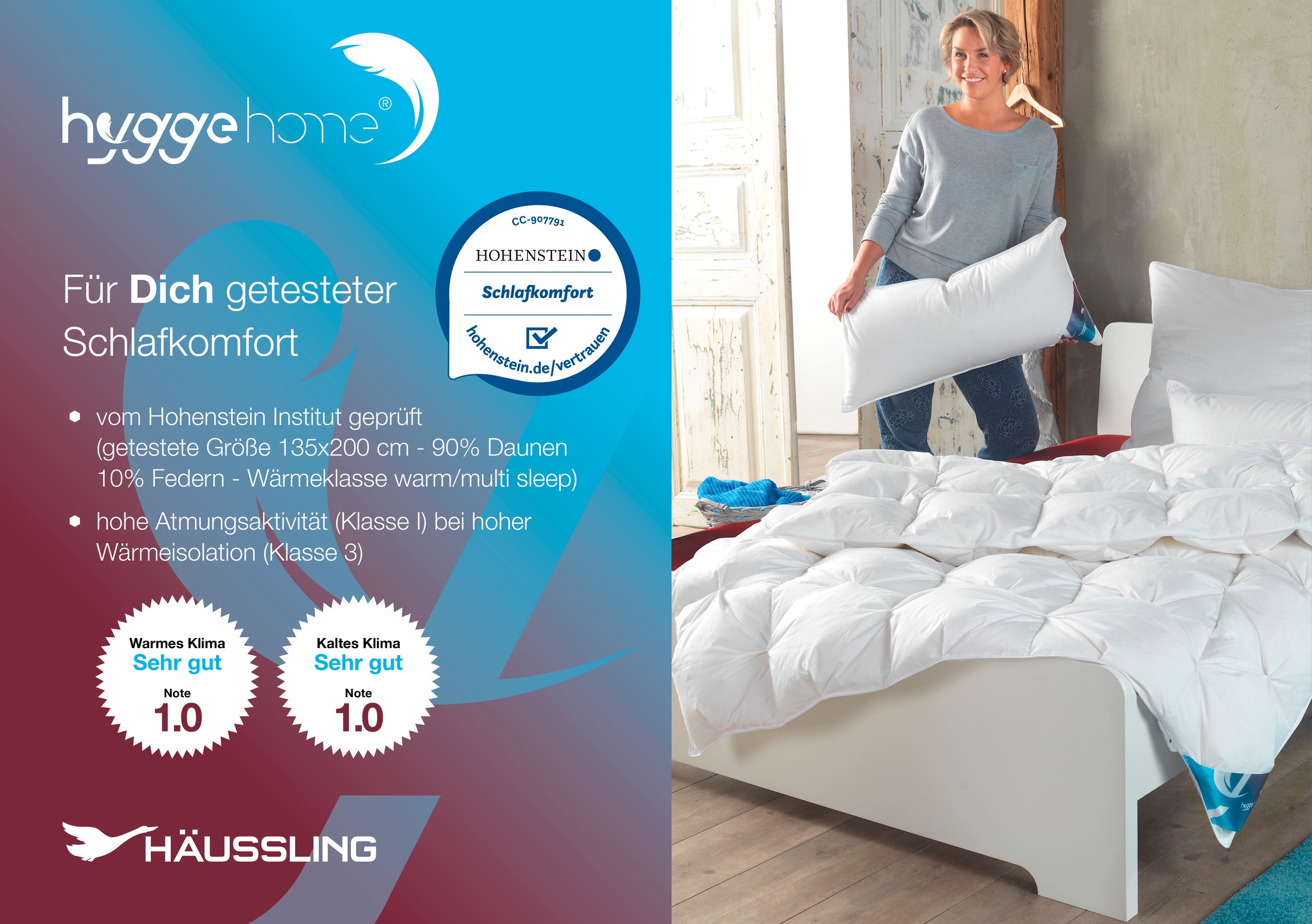 Thumbnail - Haeussling Daunenbettdecke "Hygge Home, Bettdecken für Sommer und Winter, Ganzjahresdecke, Decke" normal Füllung weissen...