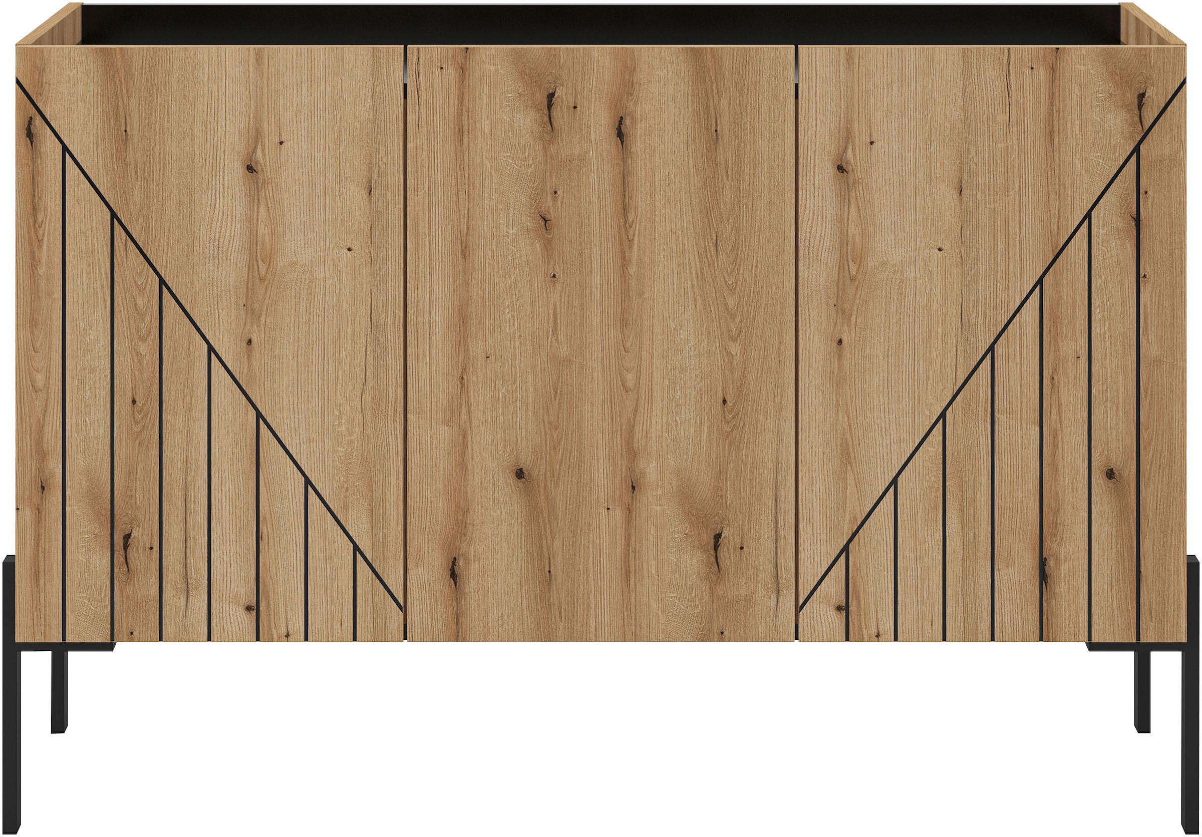 INOSIGN Sideboard »SNETT, Breite: 122cm, mit Metall-Stabfüßen, 3 Türen, 3 Einlegeböden«, Anrichte, Kommode, Schrank, Board, Higboard