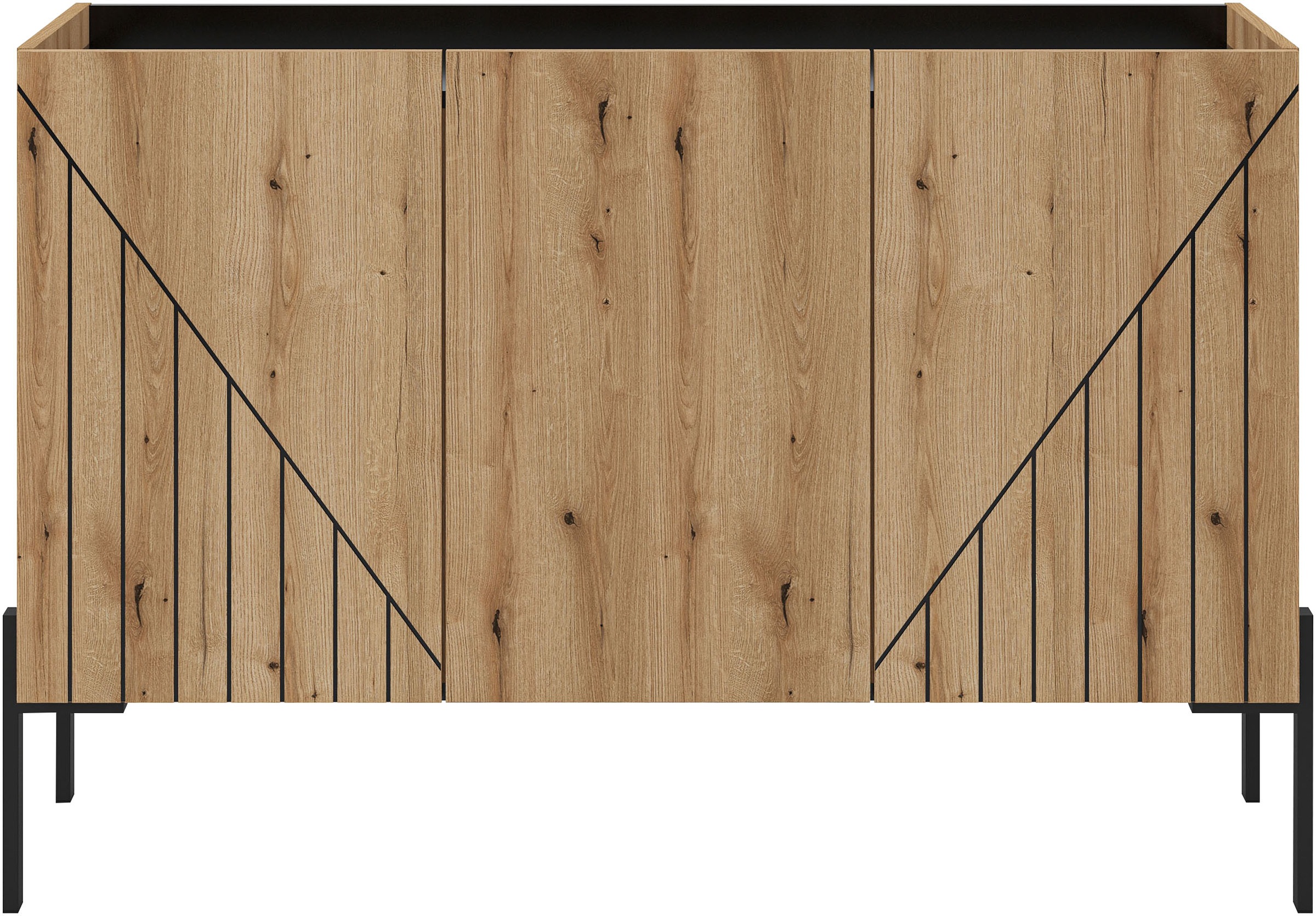 INOSIGN Sideboard "SNETT, Breite: 122cm, mit Metall-Stabfüßen, 3 Türen, 3 E günstig online kaufen
