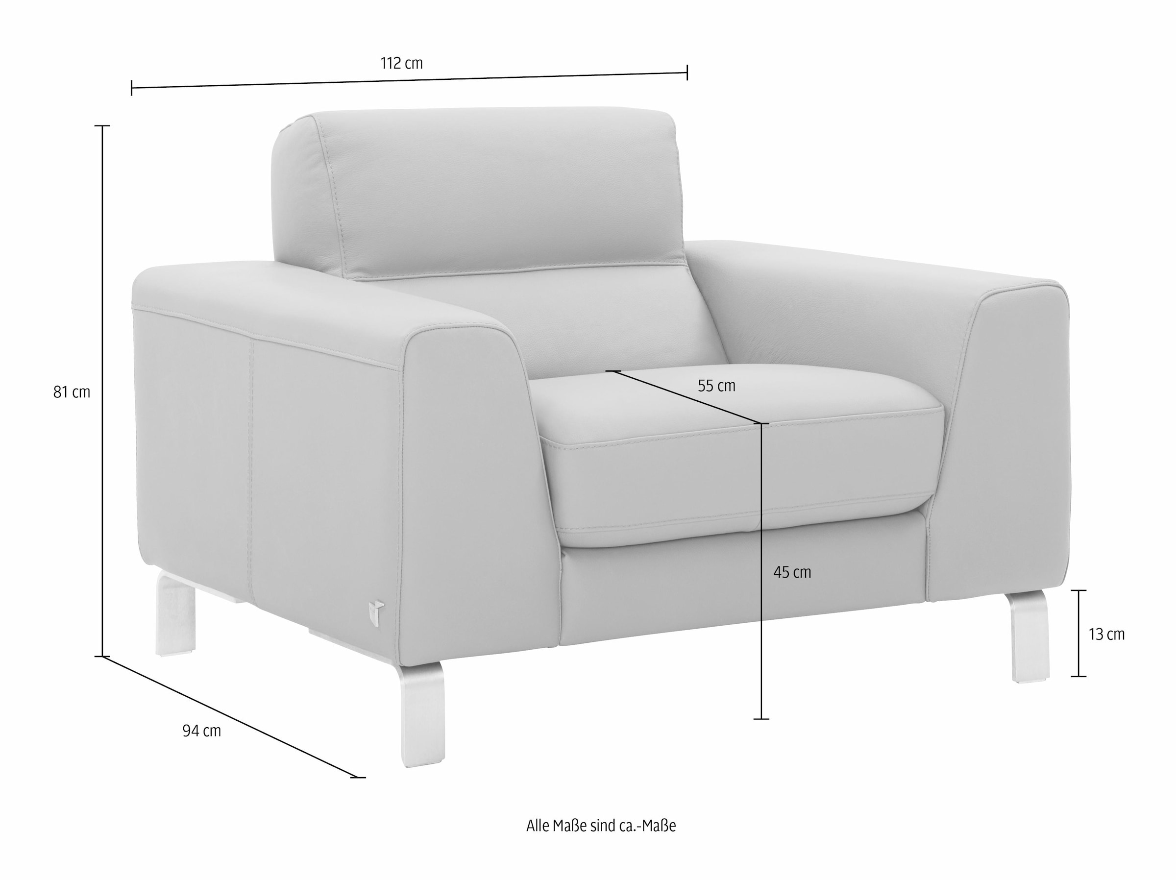 CALIA ITALIA Sessel »Simon Loungesessel, Designsessel, sehr bequem«, in zwei Lederqualitäten