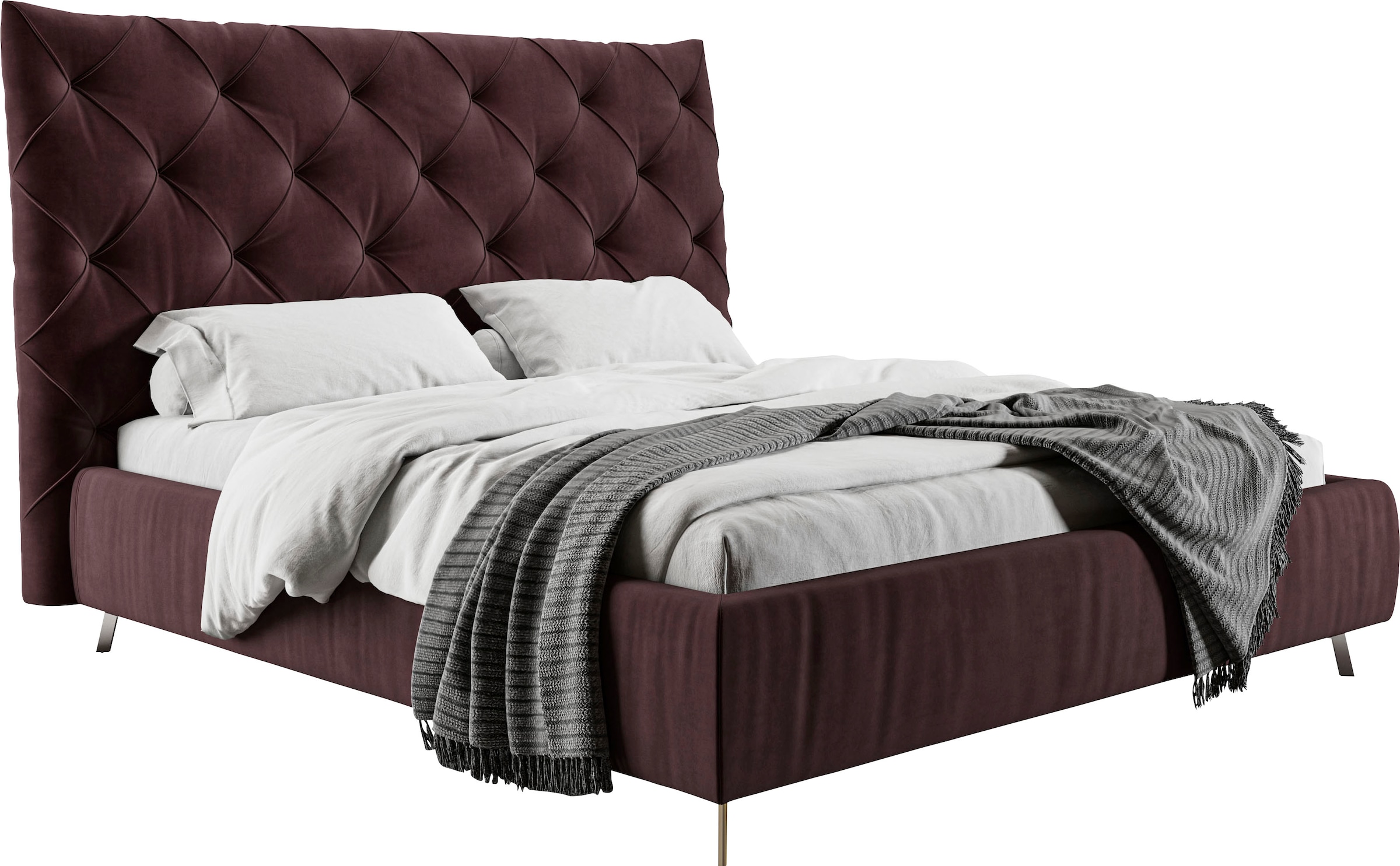 Home affaire Polsterbett "Elloree, in 4 Breiten, hinten mit Originalstoff bezogen, auch in Leder" Kopfteilhöhe 143cm, belastbar bis 280 kg, auch in Überlänge 220cm