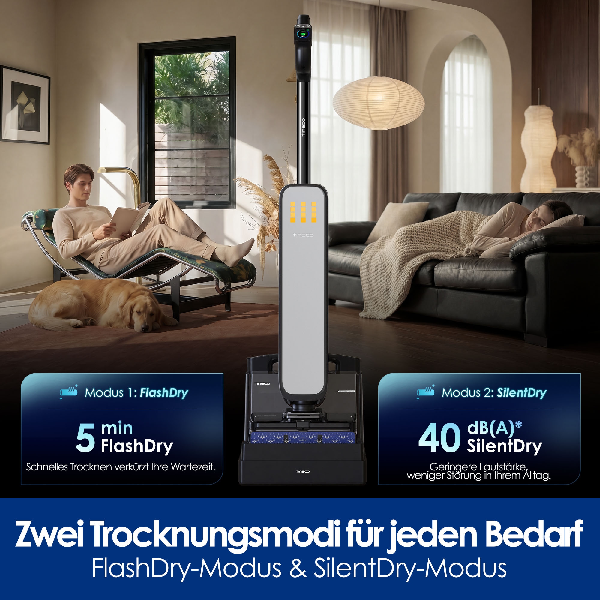 Tineco Nass-Trocken-Sauger »FLOOR ONE Station S9 Scientist mit 5L Frischwasser-Station, 25.000 Pa« 110°C Heißluft-Trocknung, 70 Min Laufzeit, 60°C Heißwasser Reinigung