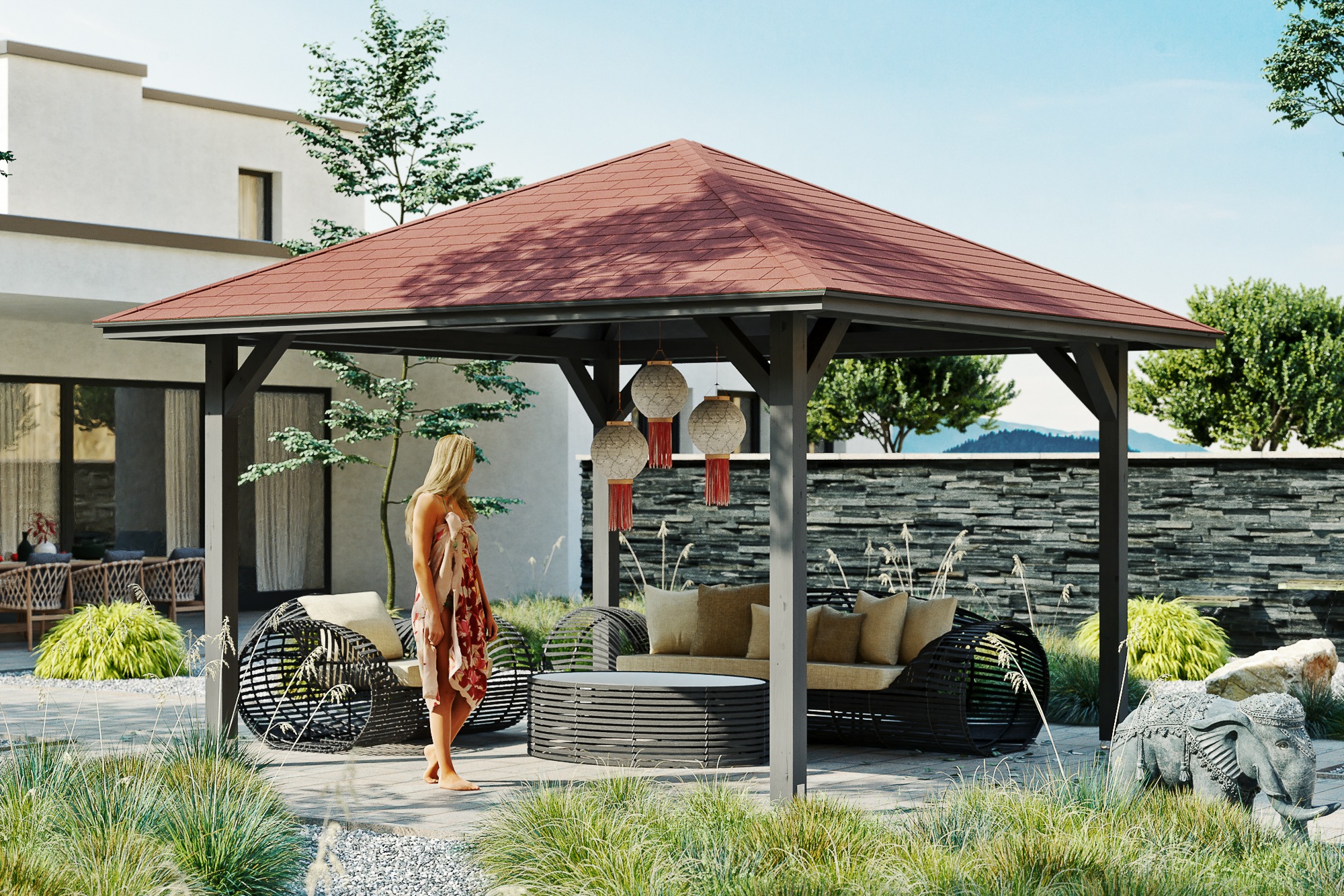 Skanholz Holzpavillon »Cannes 2«, Leimholz, 359 x 359 cm