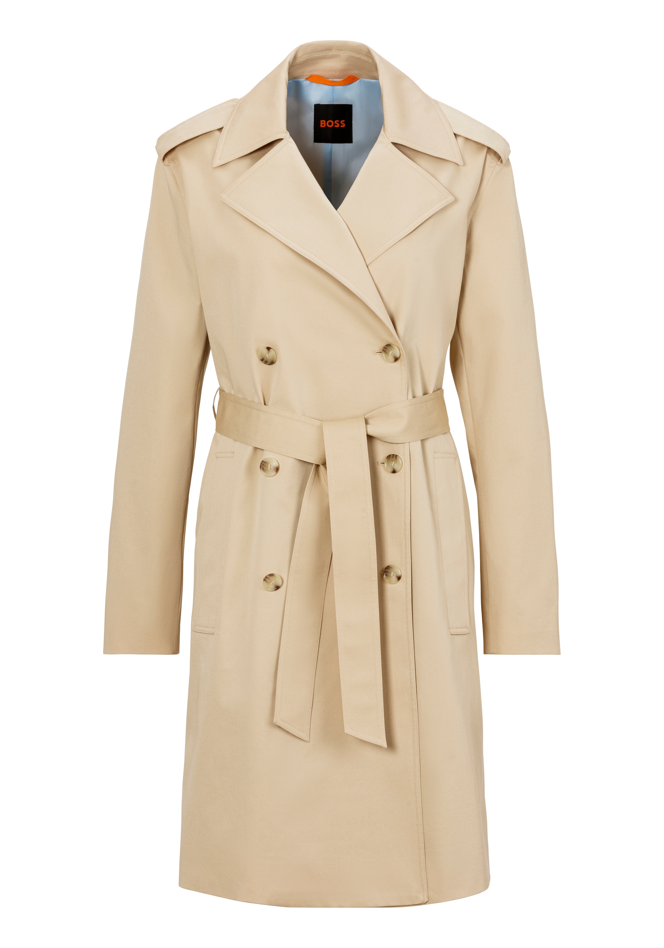 BOSS ORANGE Kurzmantel "Cotrench Premium Damenmode", mit Schulterriegeln un günstig online kaufen