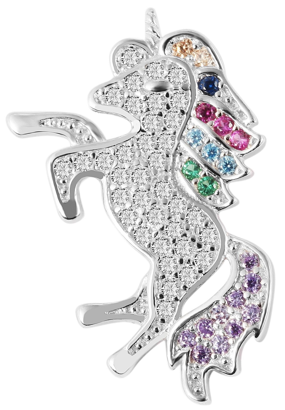 Adelia´s Kettenanhänger »Anhänger – Einhorn Anhänger aus 925 Silber mit Zirkonia«  Perfekt als Geschenk zum Weihnachten