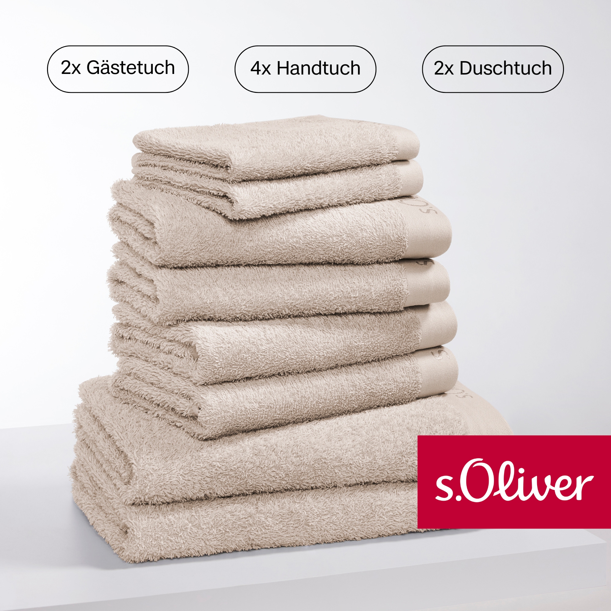 s.Oliver Handtuch Set »s. Oliver, besonders weich und saugfähig«, (Set, 8 St., 2 Gästetücher...