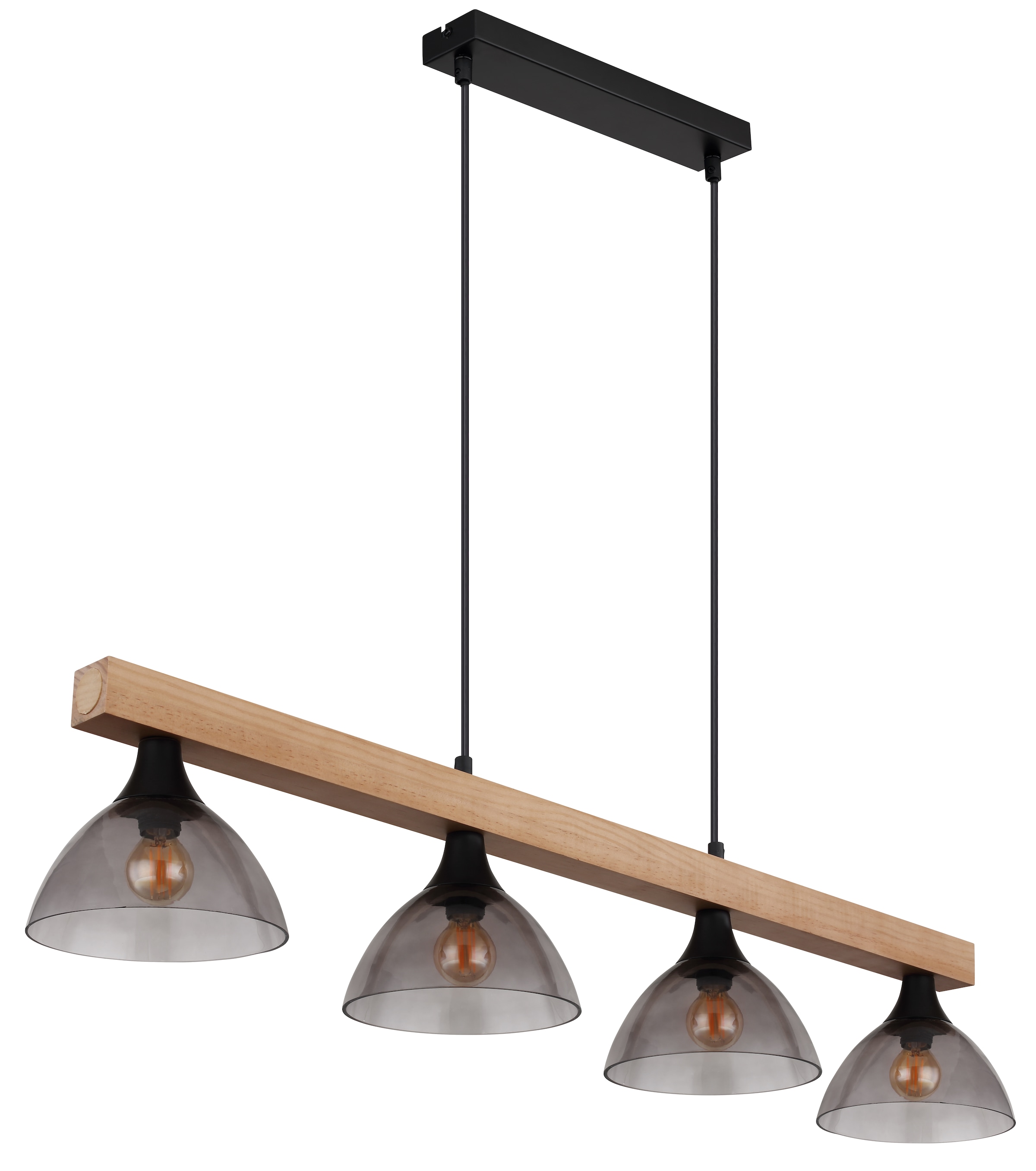 GLOBO LIGHTING Hängeleuchte »LINDI« E14 1 Stk. Hängeleuchte für Esszimmer Holz & Rauchglas