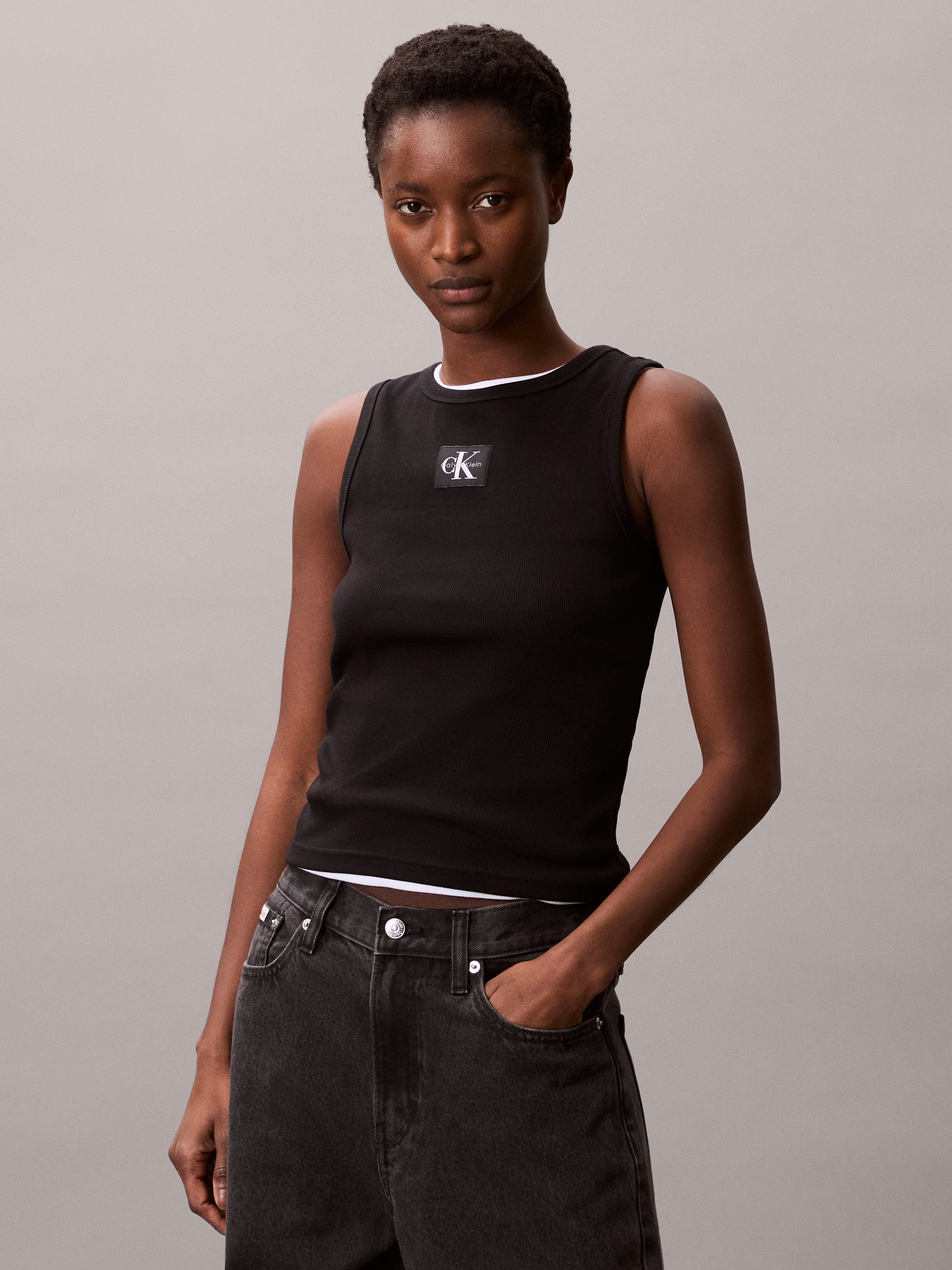 Calvin Klein Jeans Tanktop »A - WVN LBL 2X2 CTTN«, Mit Rundhalsausschnitt