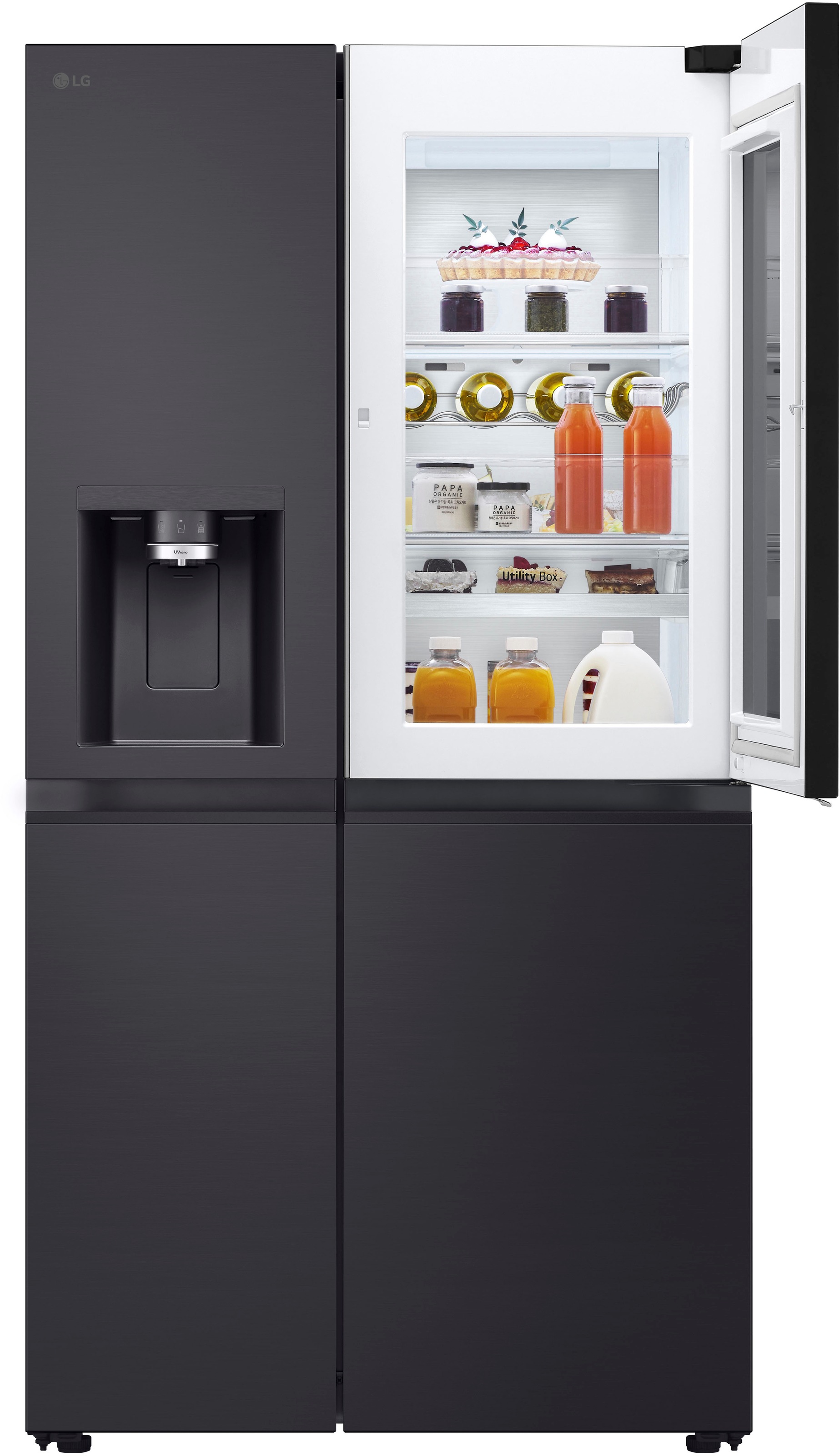 LG Side-by-Side X-Serie »GSXE90EVAD«, großes Wein- und Flaschenregal