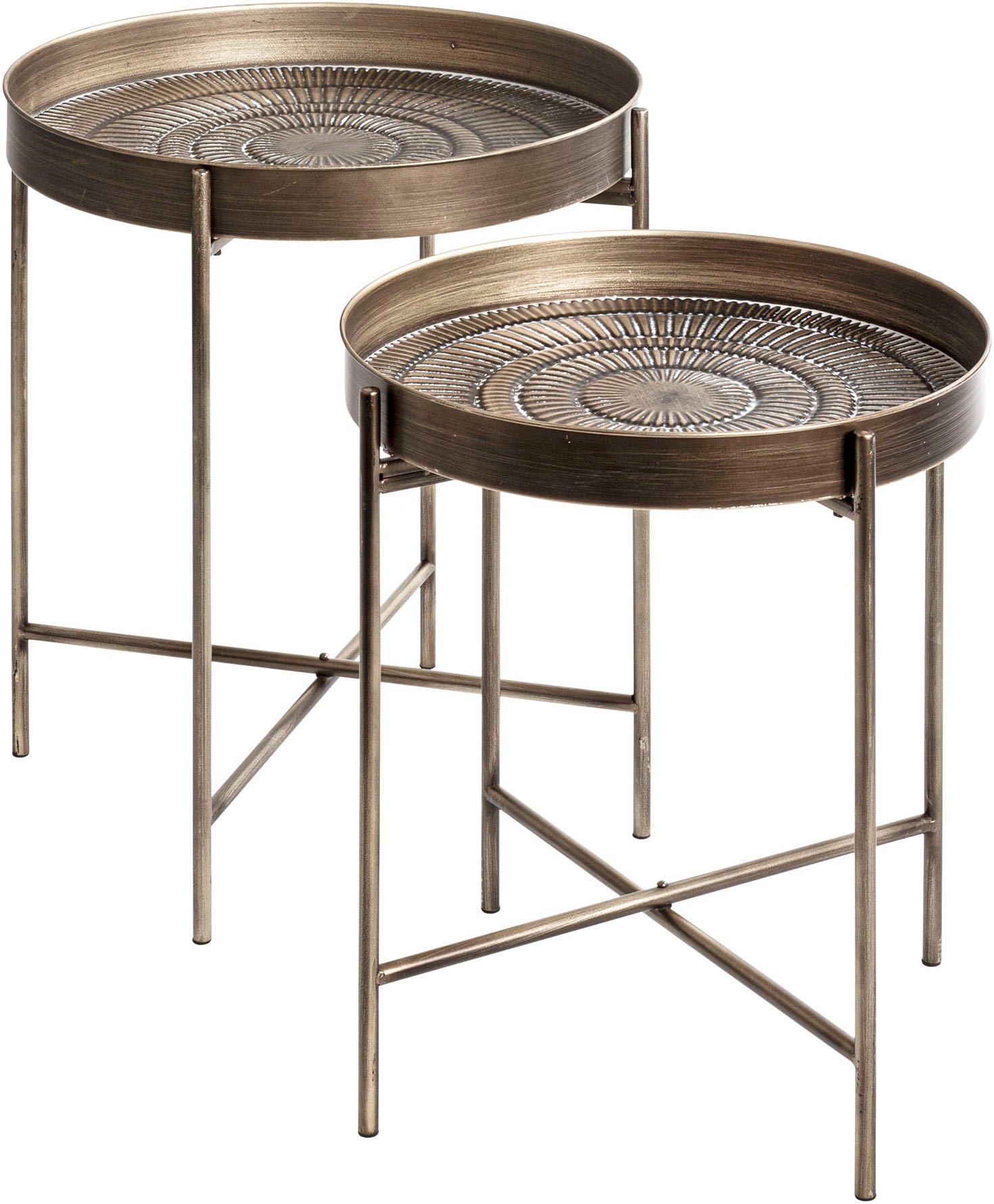 HAKU Beistelltisch »Sofatisch, Wohnzimmertisch« Set, 2er Set, 2 Stk. tlg. rund - aus Metall Kupfer - Ø/H 42/49 und 48/56 cm