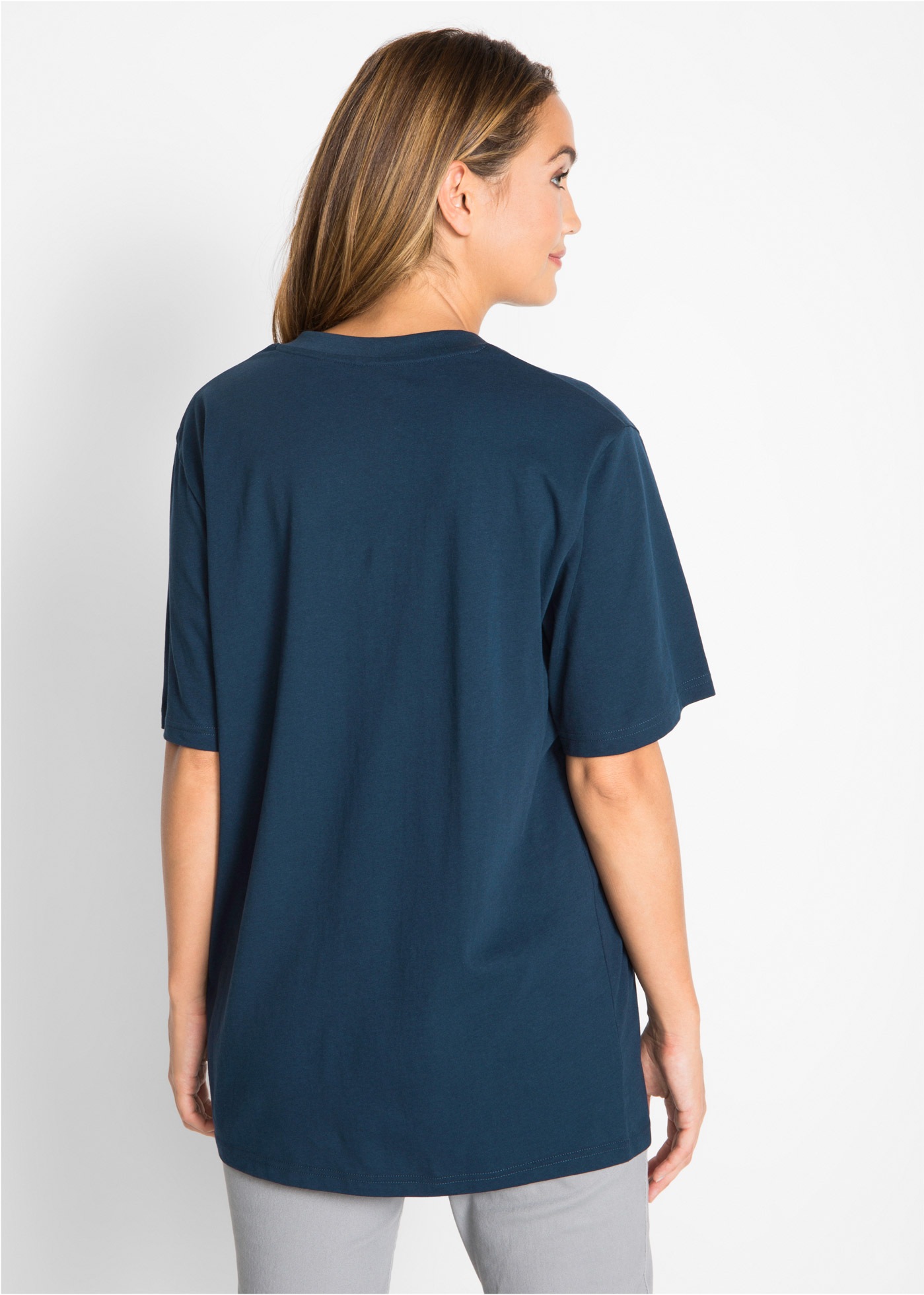 Thumbnail - bonprix Longshirt "Weites Long-Shirt mit V-Ausschnitt, Kurzarm (5er Pack)" Packung, 5 tlg. lockere Passform, Kurzarm, mi...