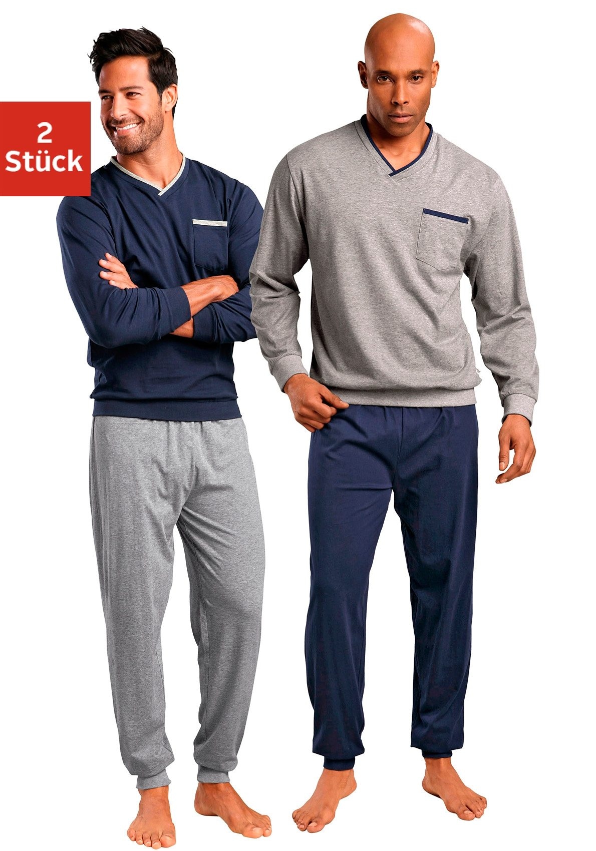 le jogger Pyjama, (Packung, 4 tlg., 2 Stück), in langer Form